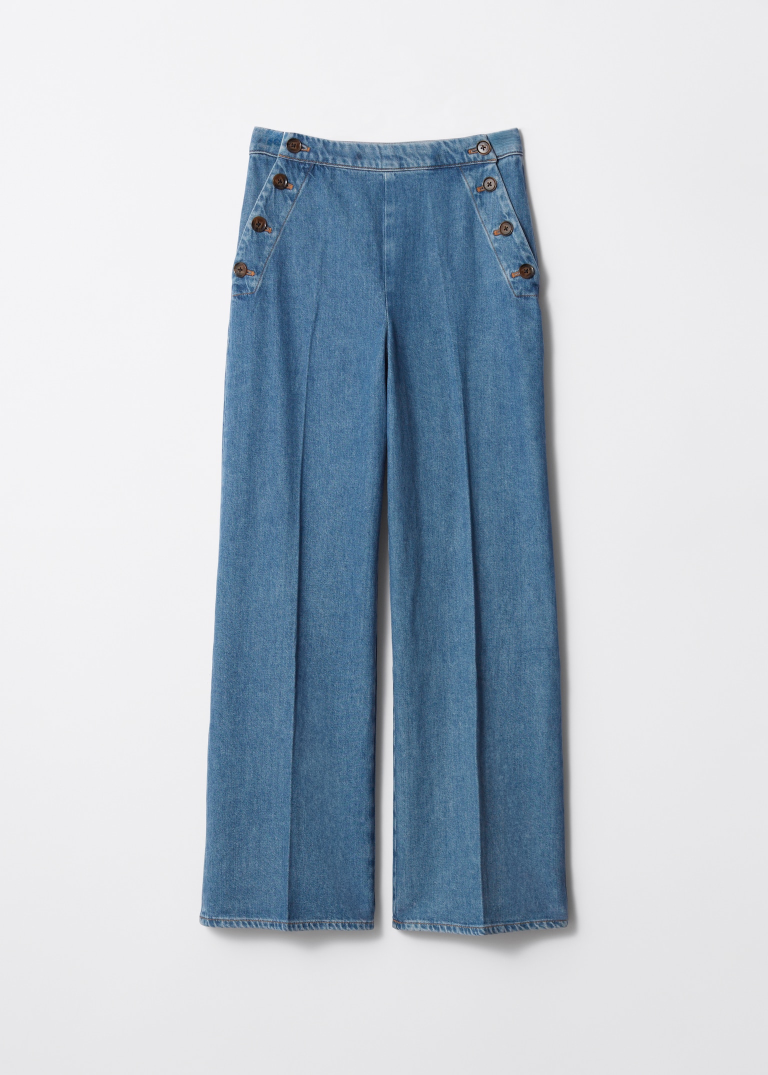 Pleated Flared Jeans - Blue