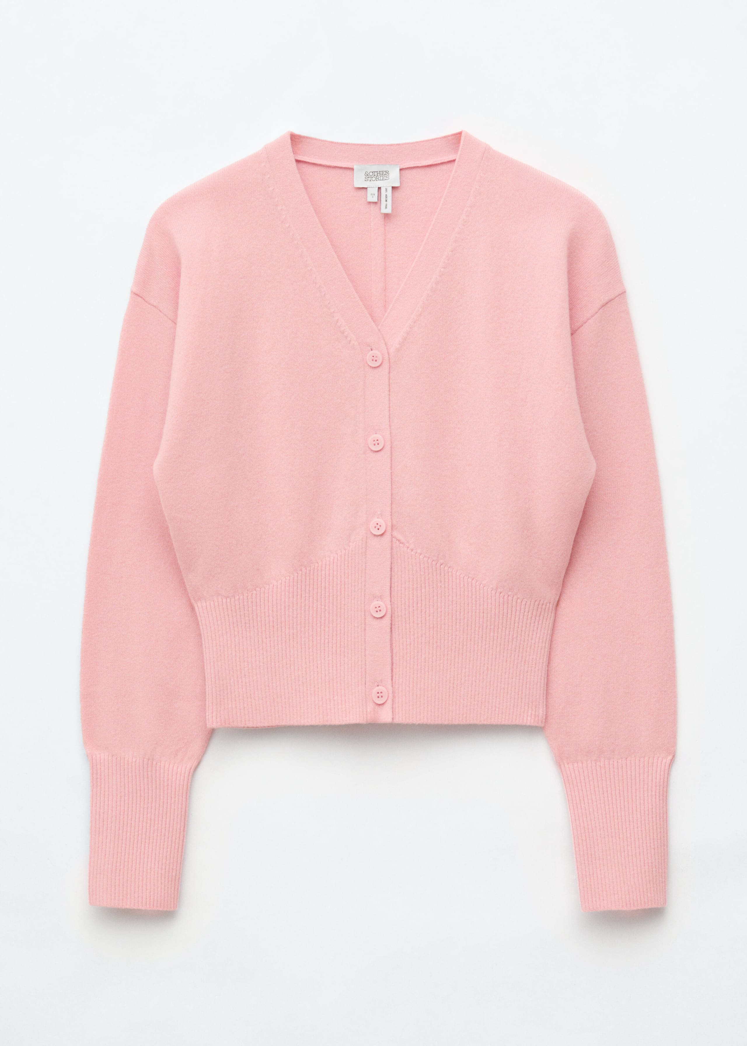 Wool Corset Rib Cardigan - Light Pink - Lookbook