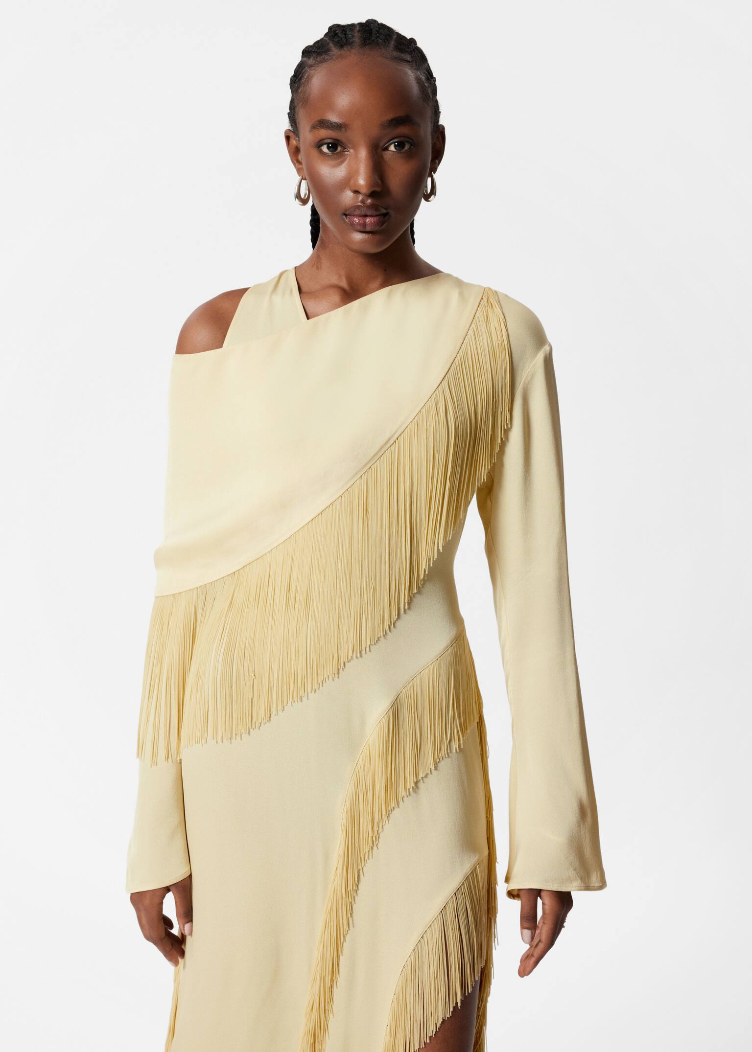 Fringe maxi ruha - Világos sárga - 5