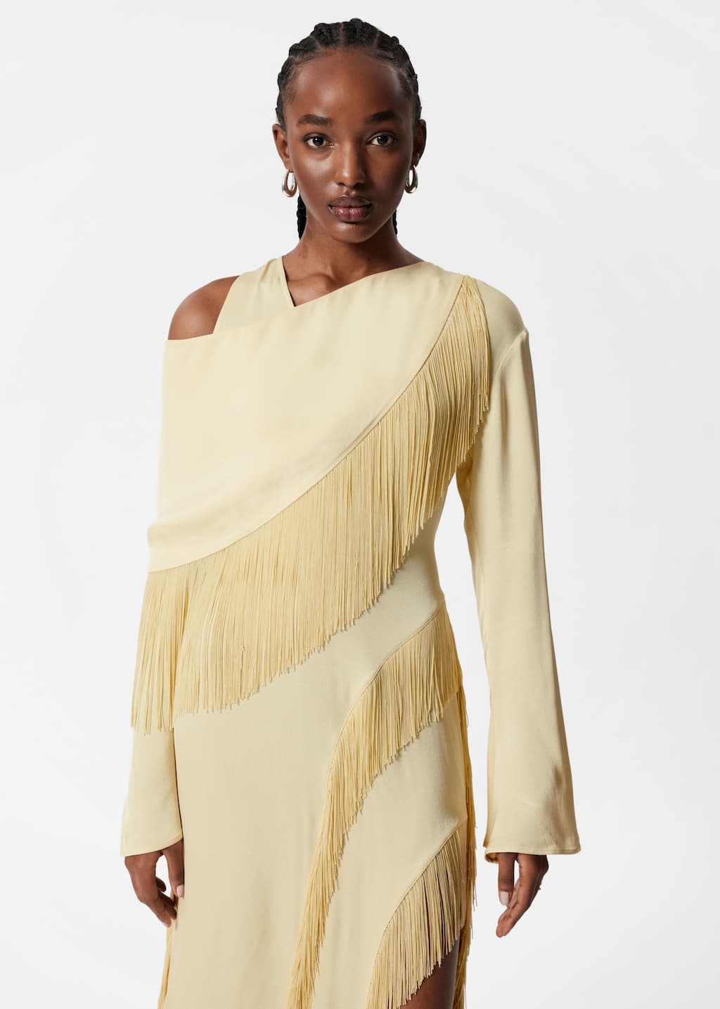 Maxi abito con frange - Giallo chiaro - Lookbook