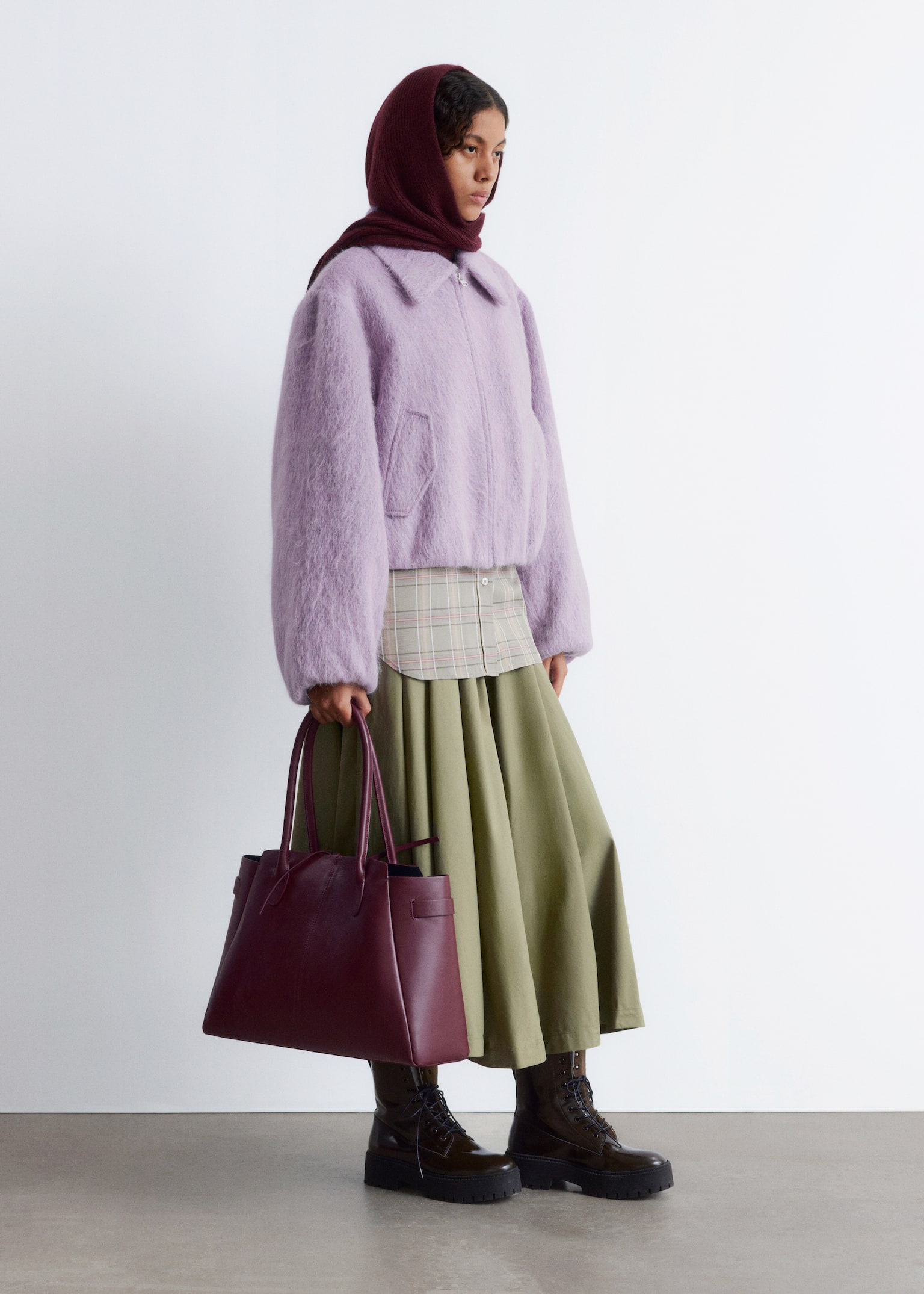 Cropped Wool Bomber Jacket - Lilla