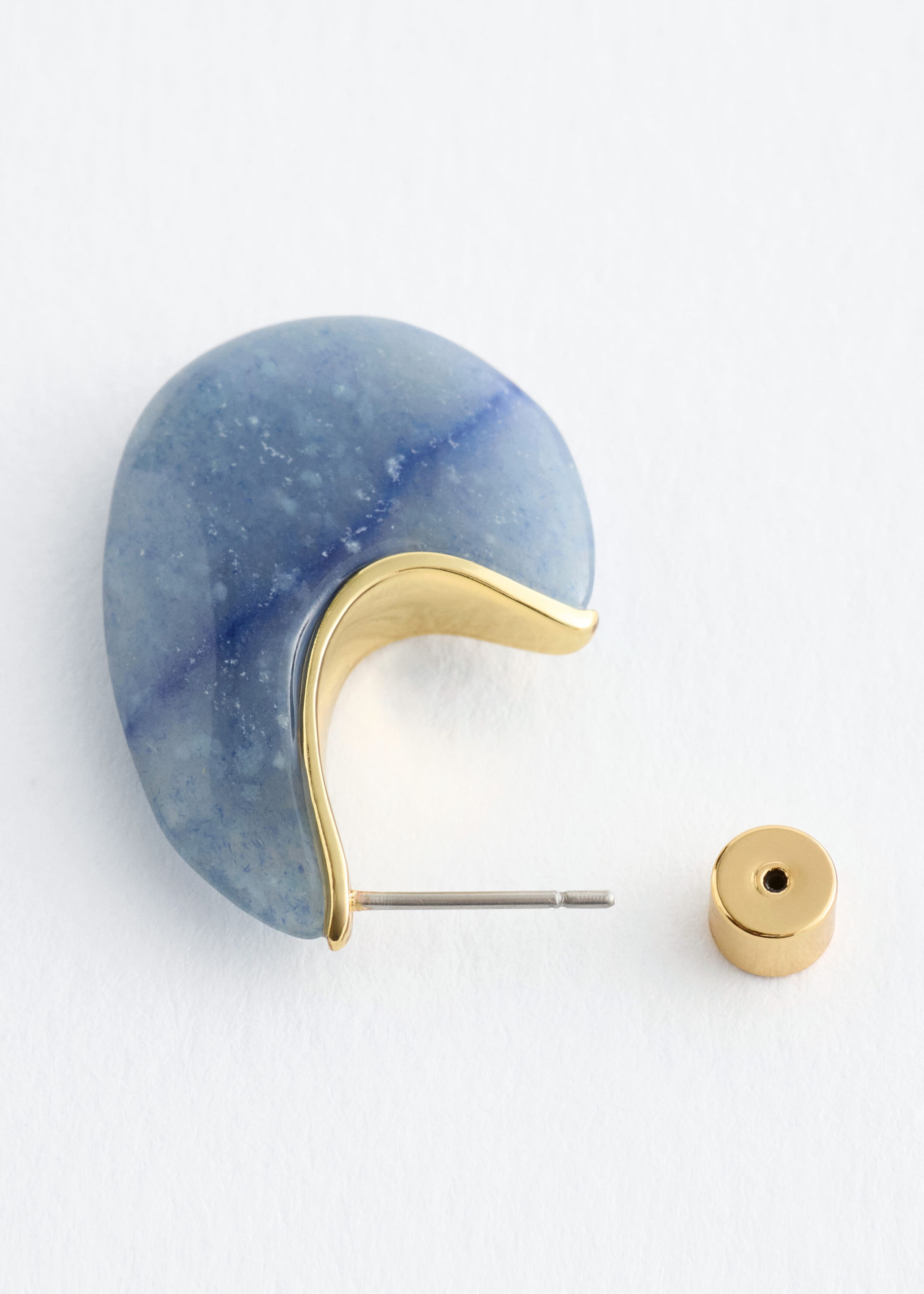 Aventurine Quartz Half-Hoop Earrings - Gold/Light Blue - Still Life