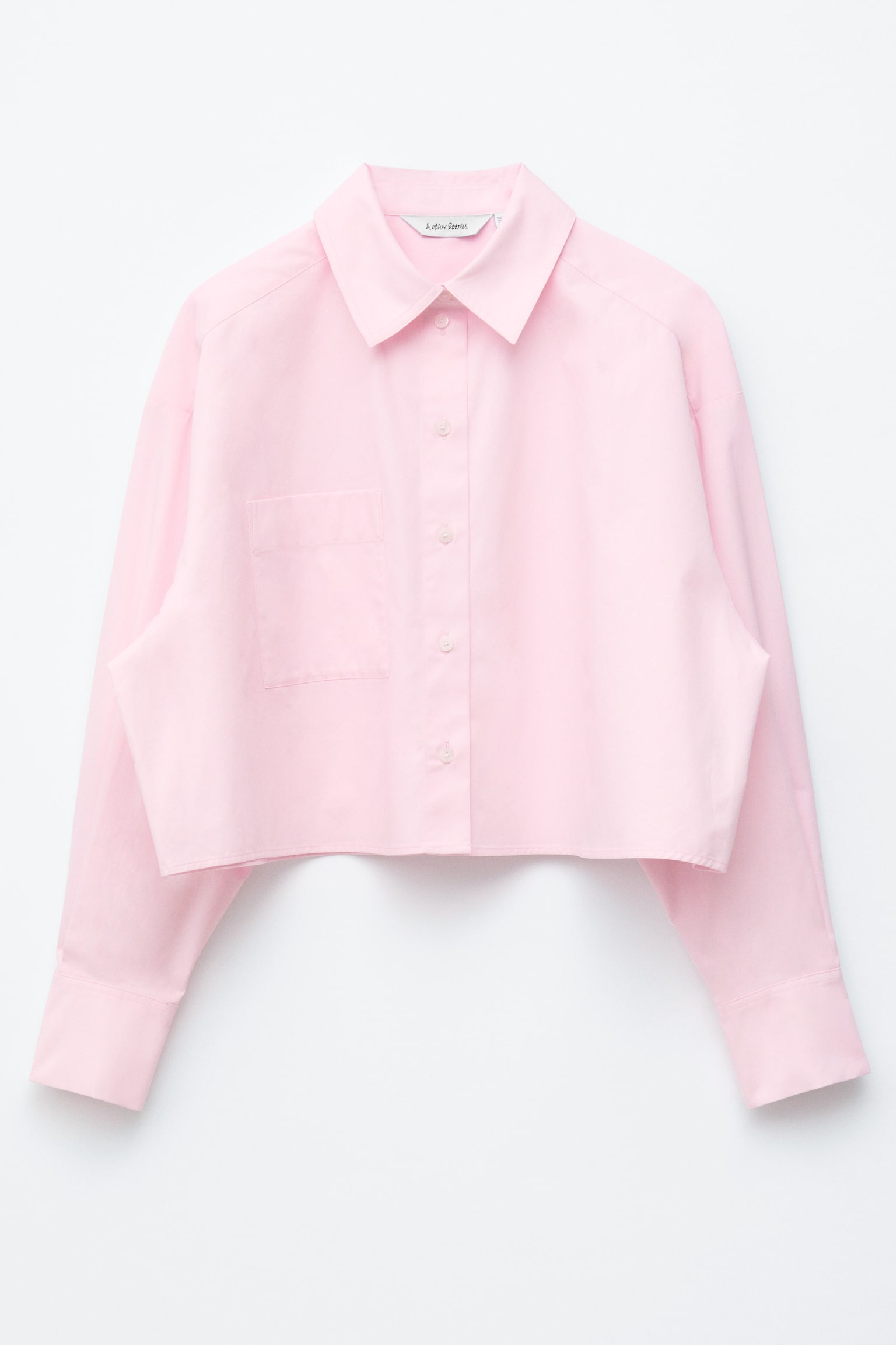 Chemise courte oversize en coton - Rose pastel/Noir/Beige/Rayures bleues/Blanc - 2