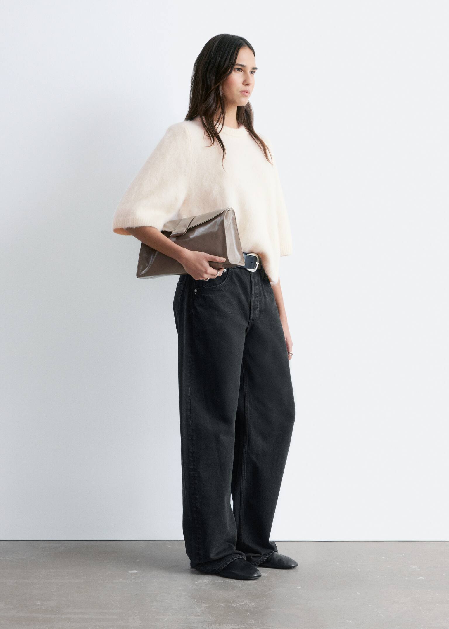 Gebreid T-shirt van een mohairmix - Crème/Bruin/Rood/Donkergeel - 7