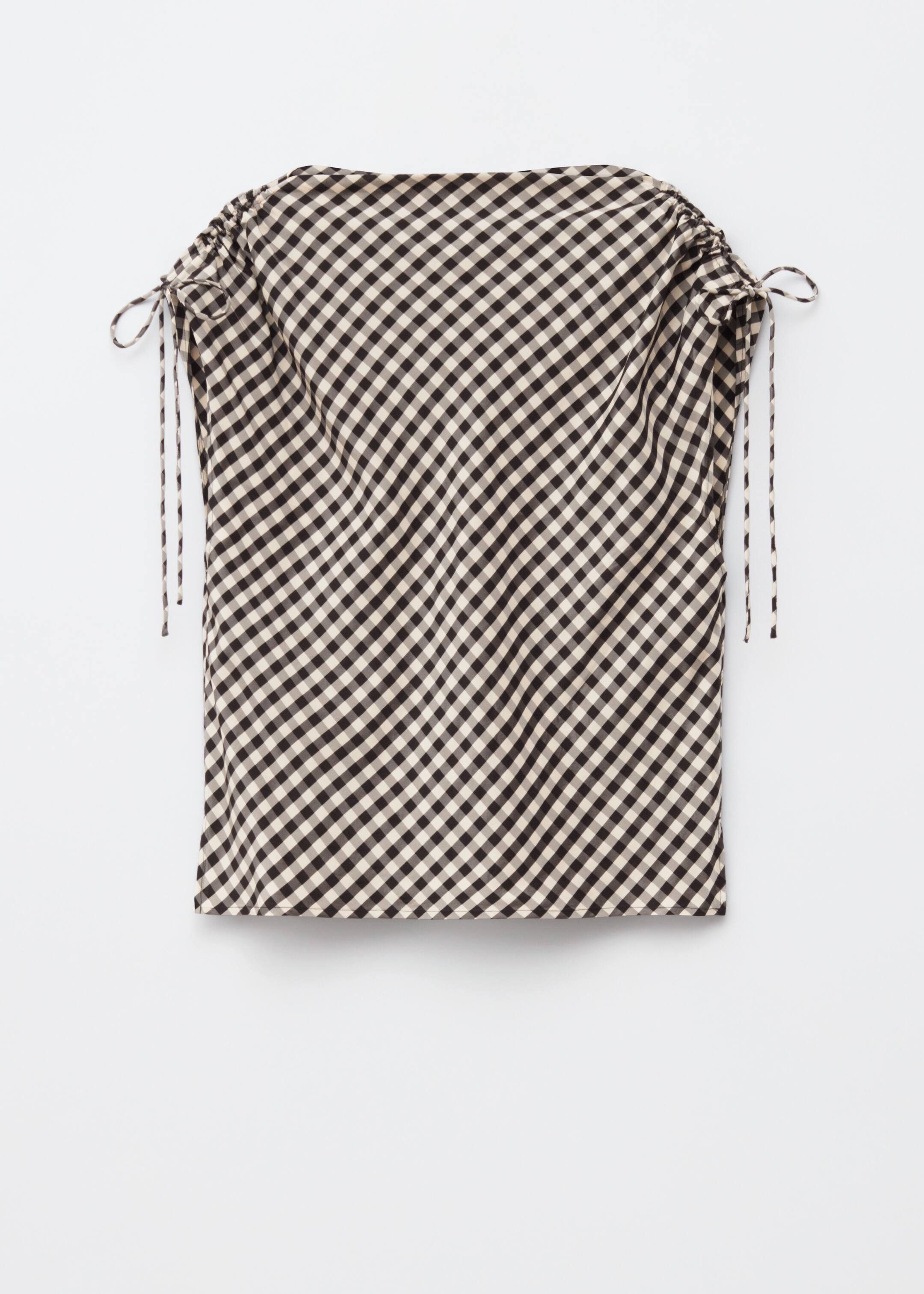 Grotere afbeelding bekijken: Top met trekkoord en boothals - Bruine/witte gingham-ruit - DAMES | H&M BE 7