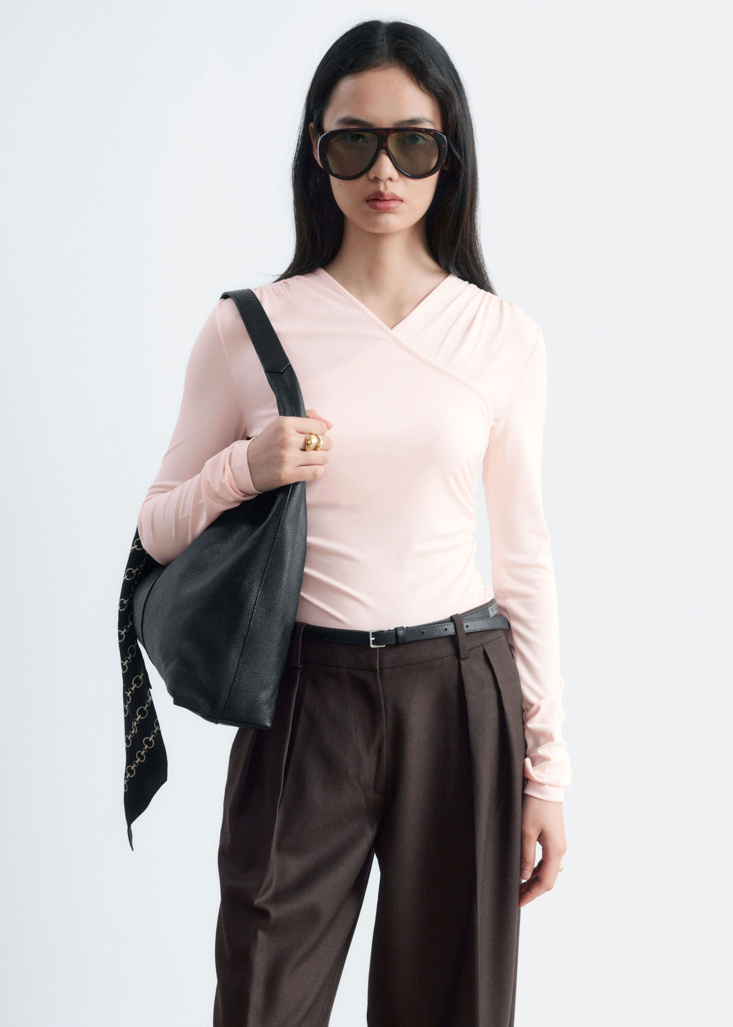 Modal Jersey Wrap Top - Light Pink - Lookbook