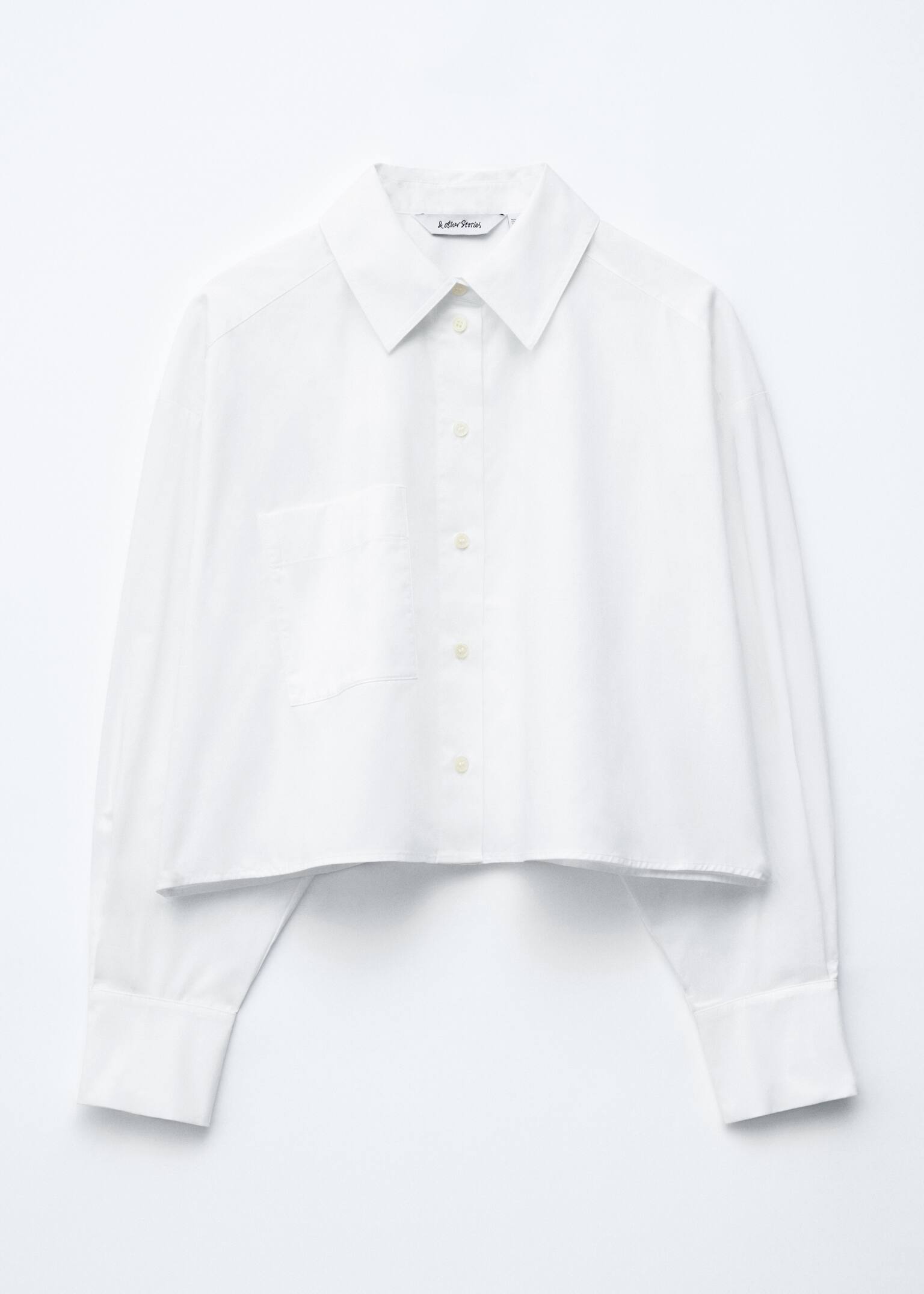 Kurze Oversized-Bluse aus Baumwolle - Weiß - 2