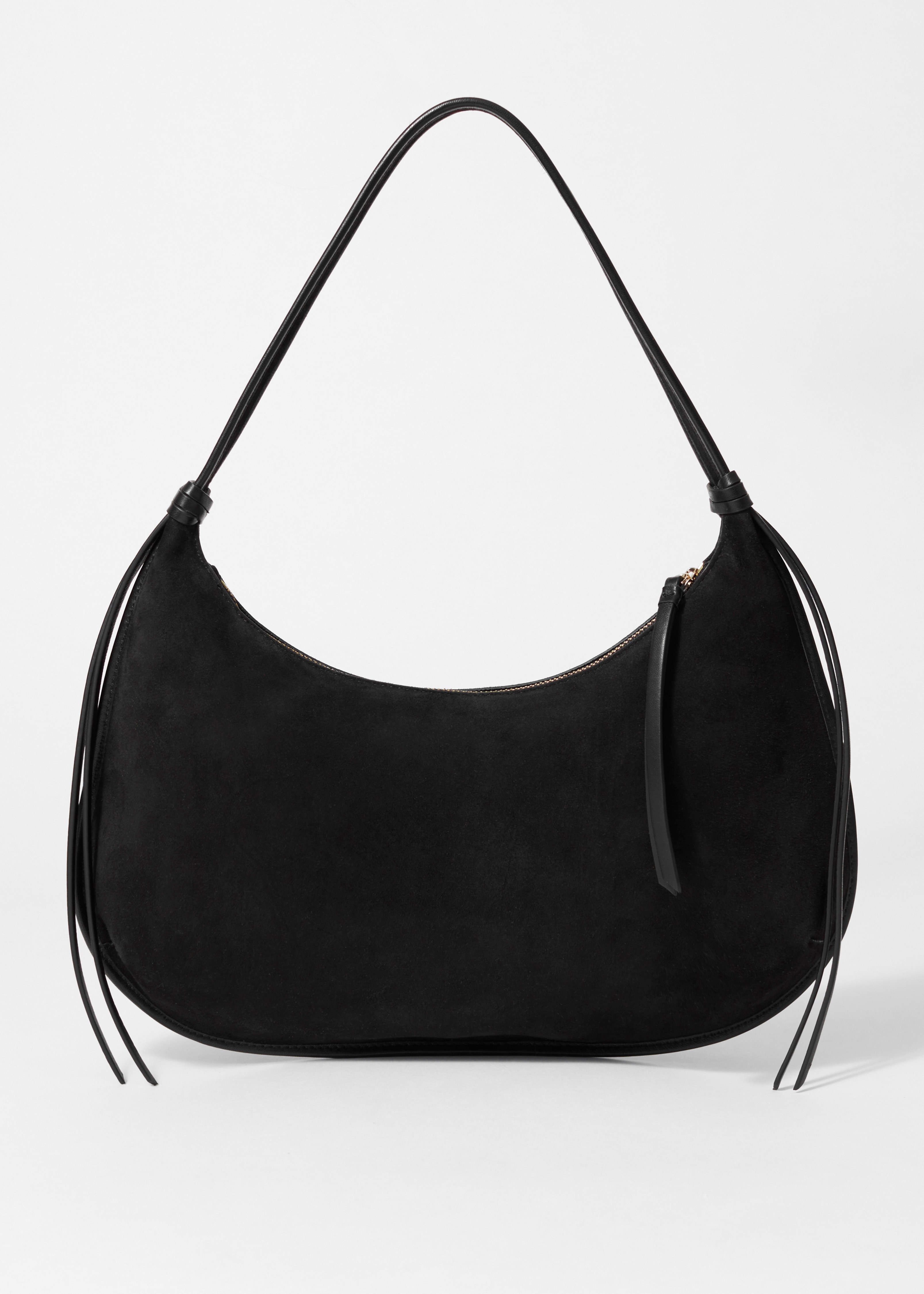 Suède draagtas met franjes - Black/Dark Brown