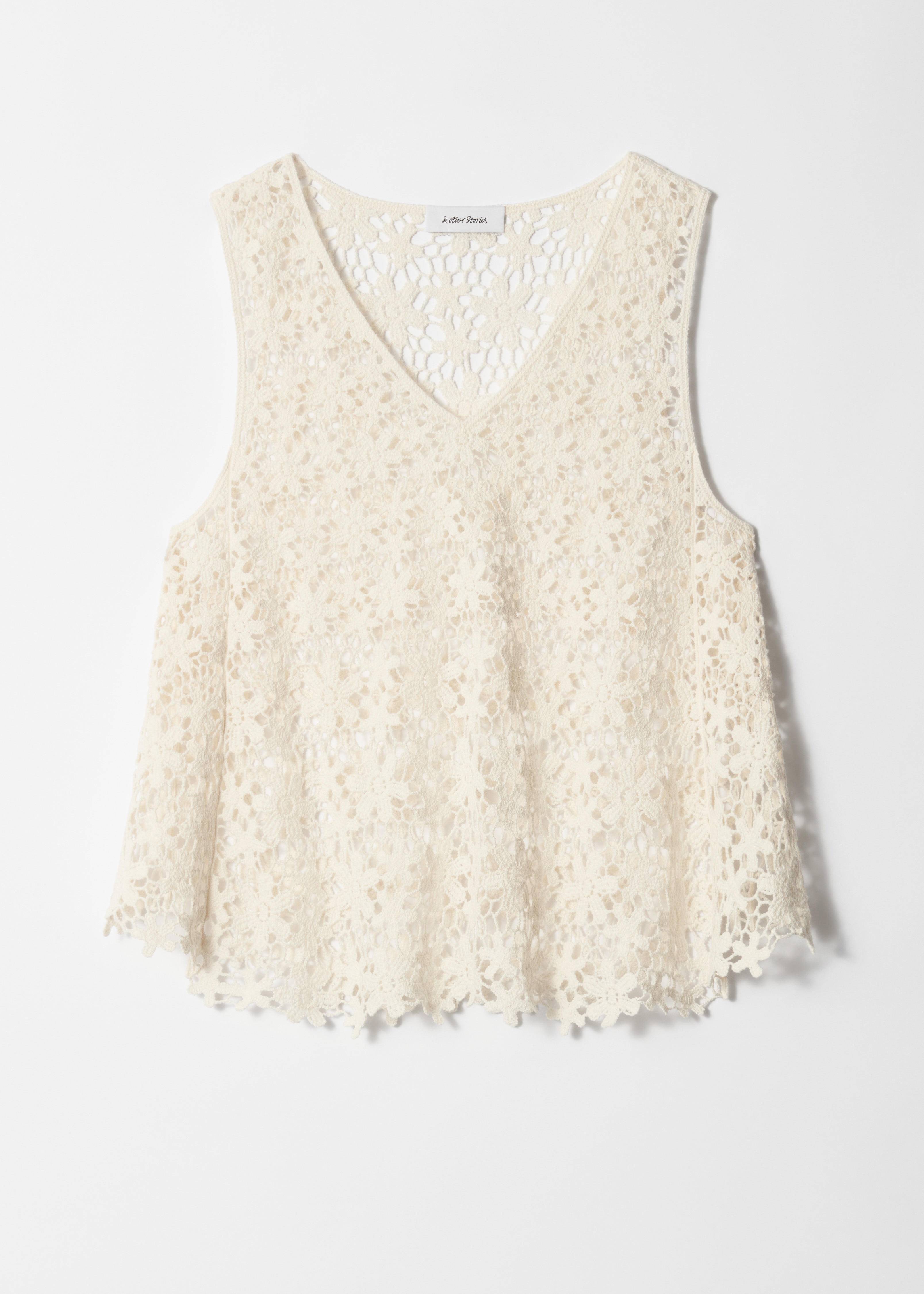 Top Croșetat Fără Mâneci - Alb