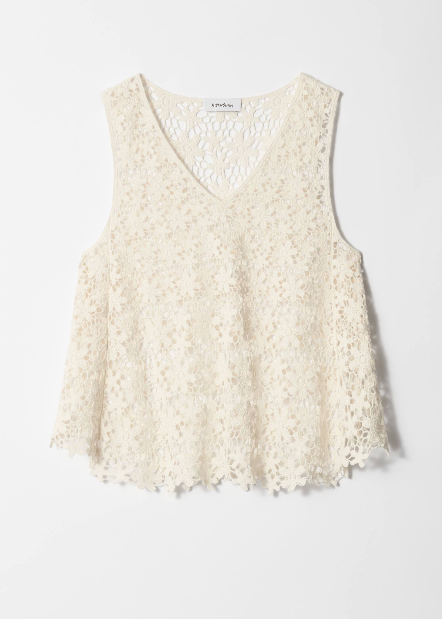 Top Croșetat Fără Mâneci - Alb - 2