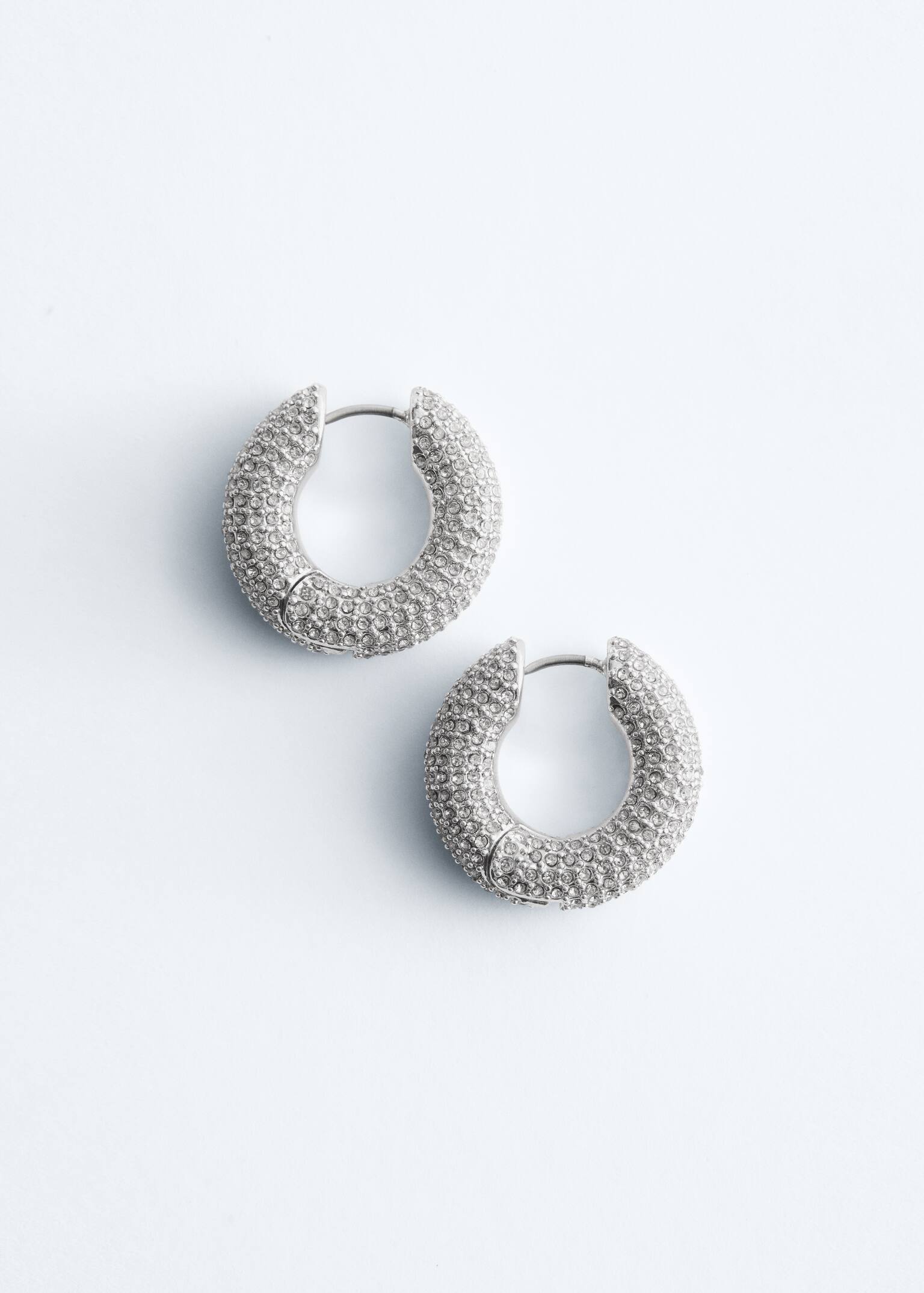 Crystal Hoop Earrings - Silver/Zlato - 4