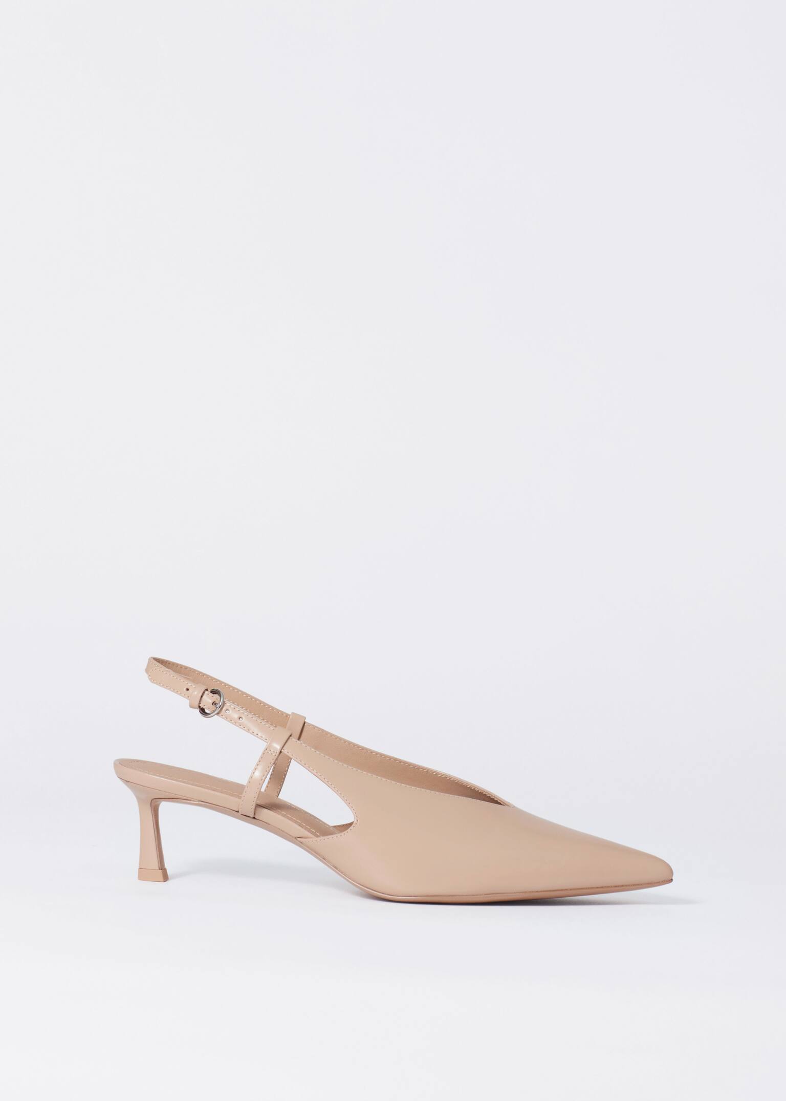 Classic Leather Slingback Pumps - Beige/Brown/Black
