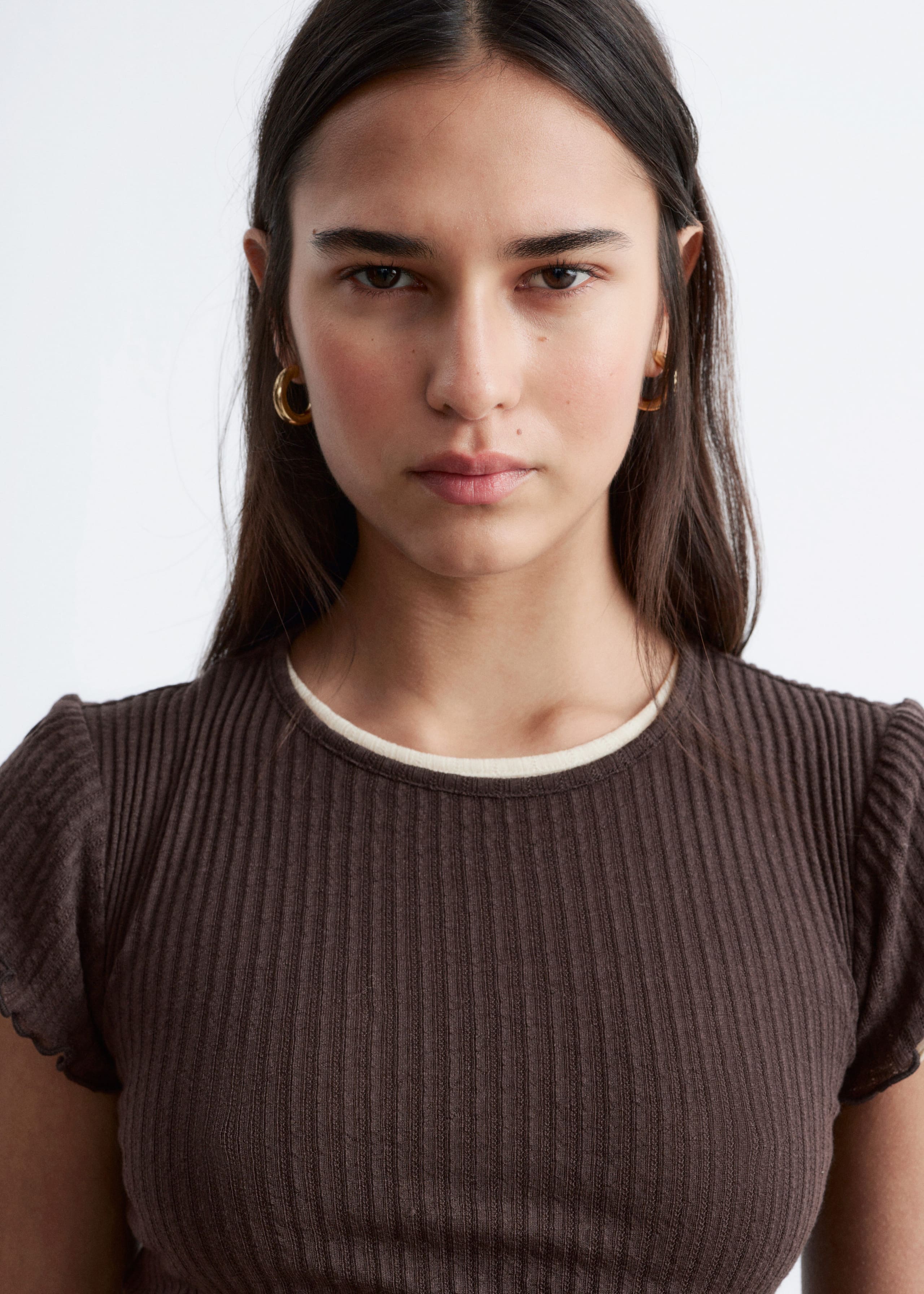 Image of Geripptes T-Shirt aus Wolle