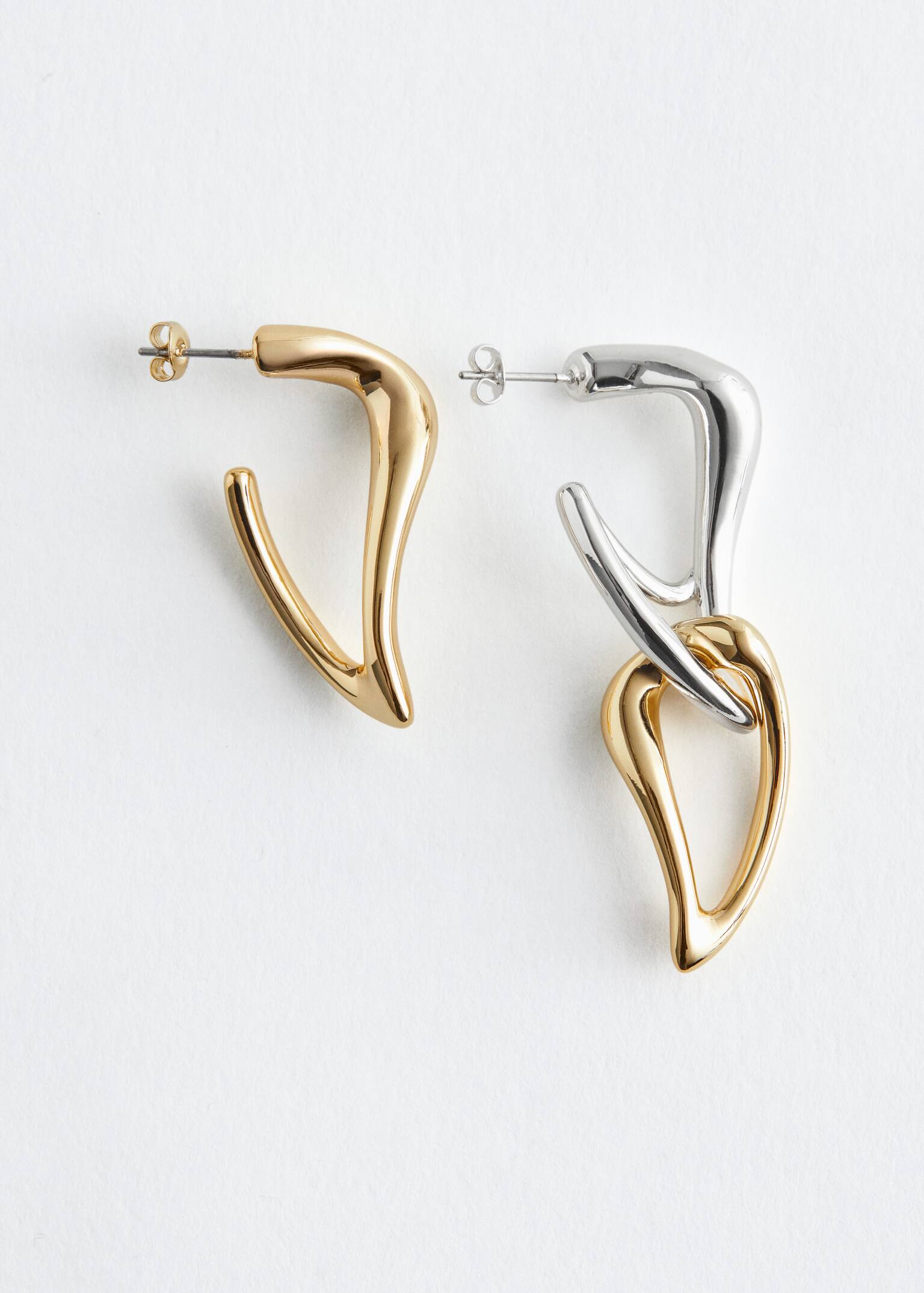 Cercei Sculpturali Asimetrici - Gold/Silver - 2
