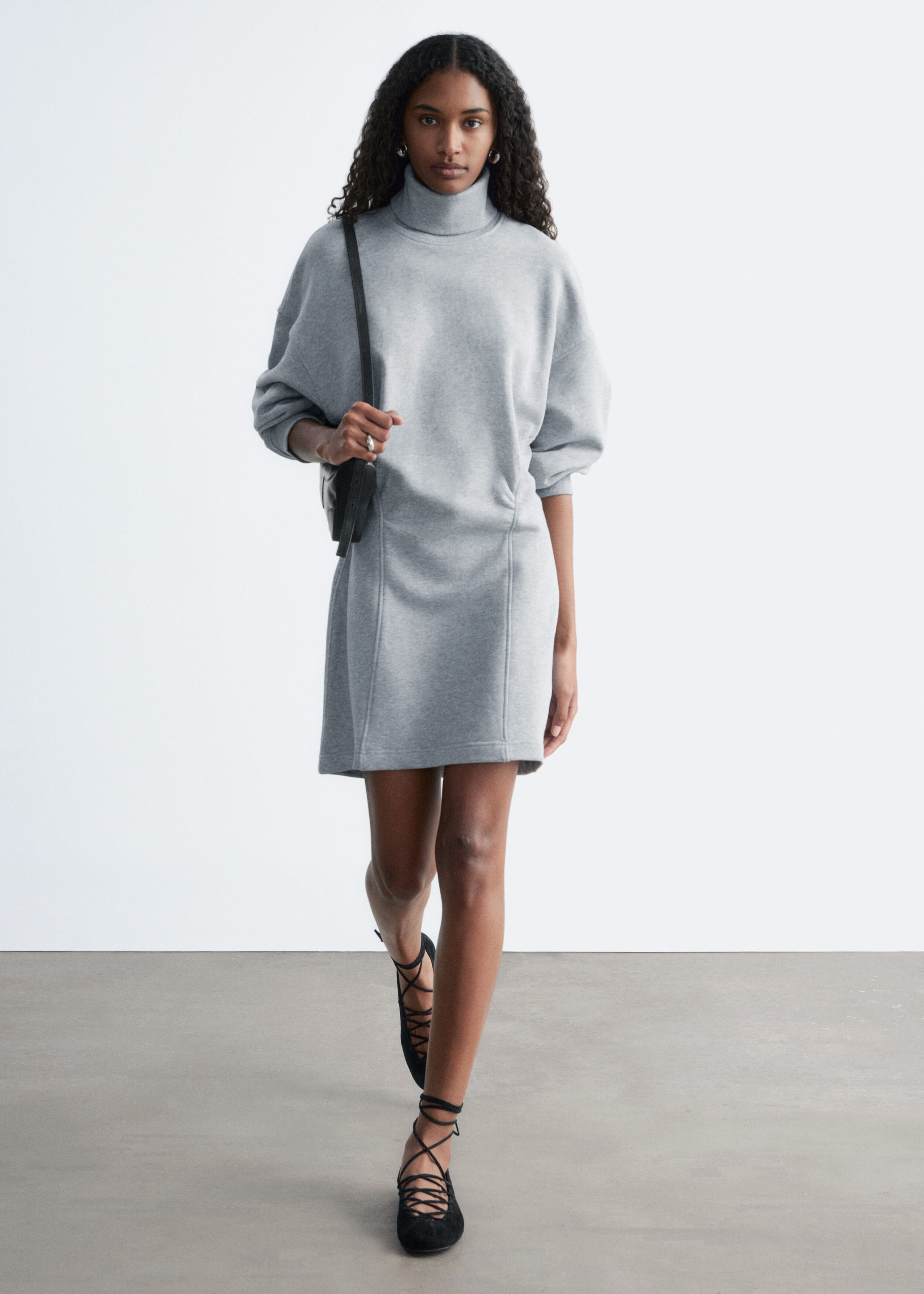 Image of Turtleneck Jersey Mini Dress