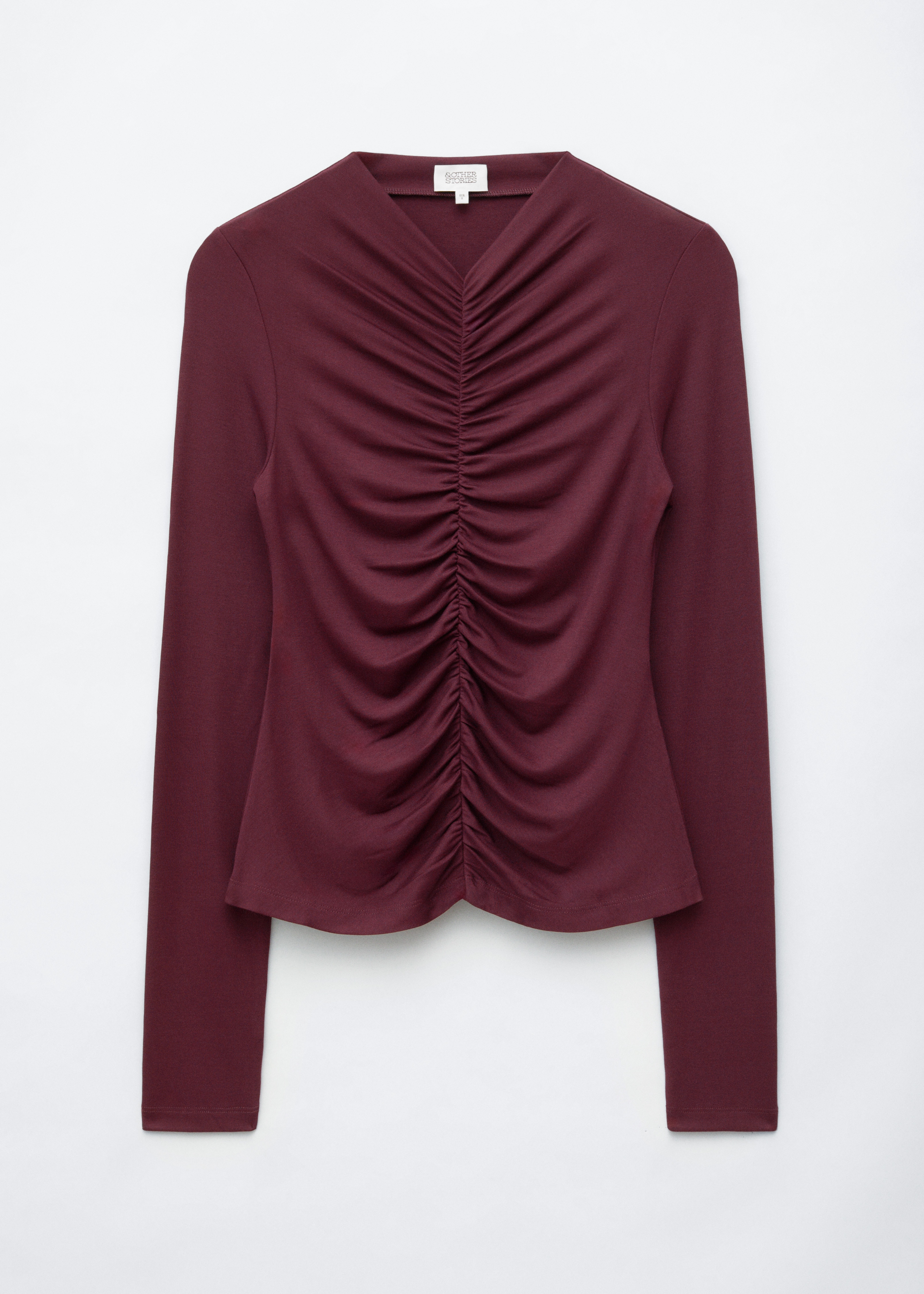 Blusa de manga comprida franzida