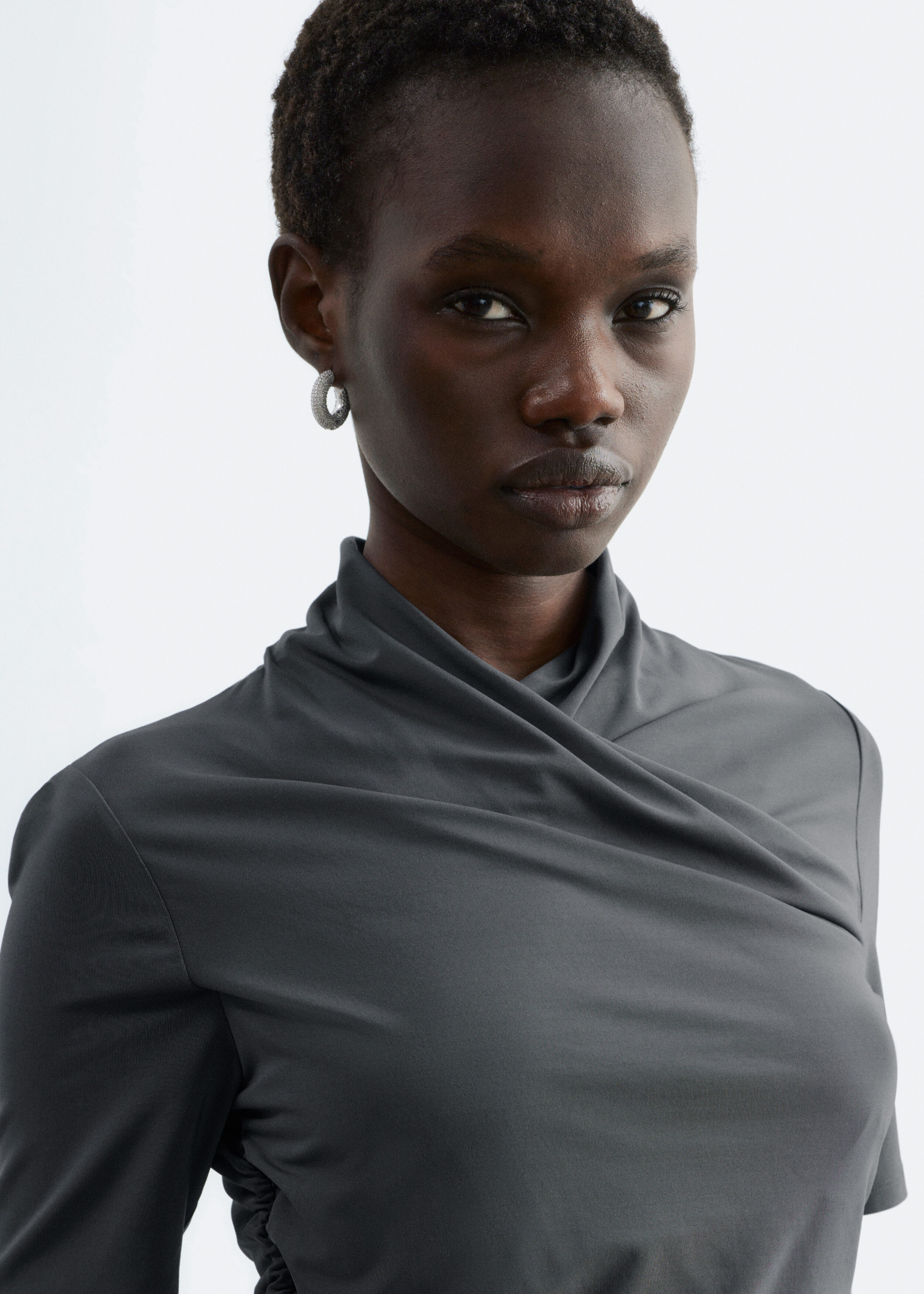 Draped Wrap Mini Dress - Dark Grey - & Other Stories US