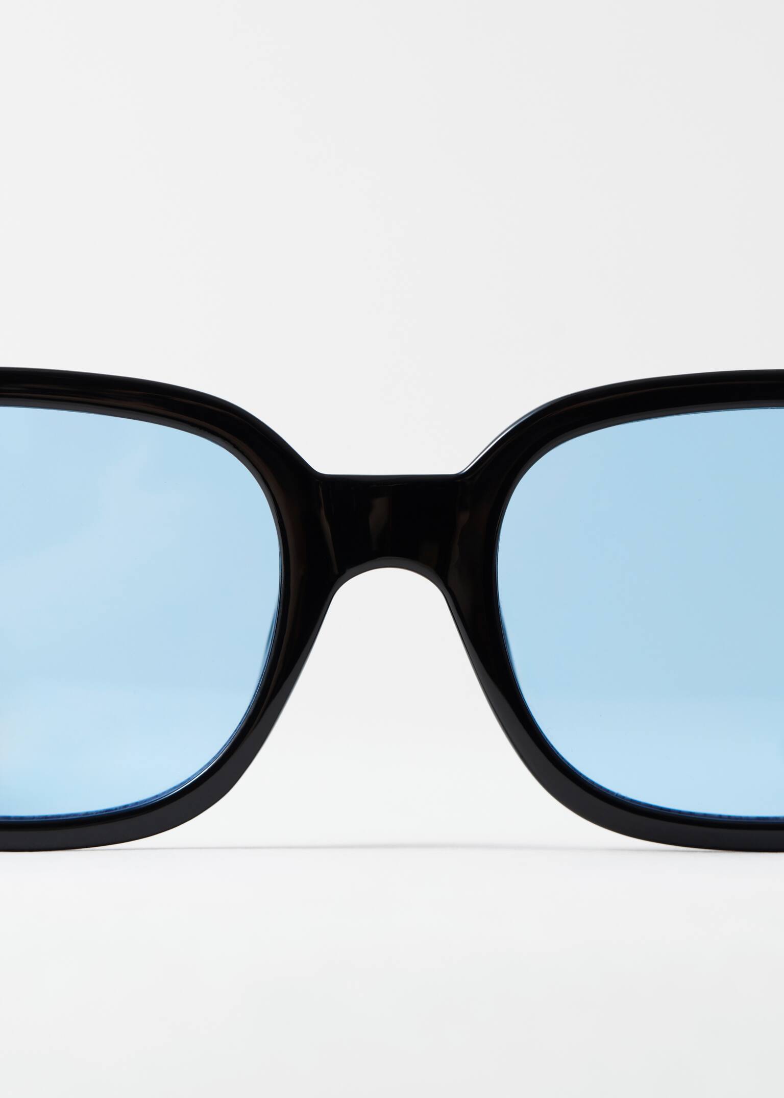 Rectangular Frame Sunglasses - Black/Light Blue - 4