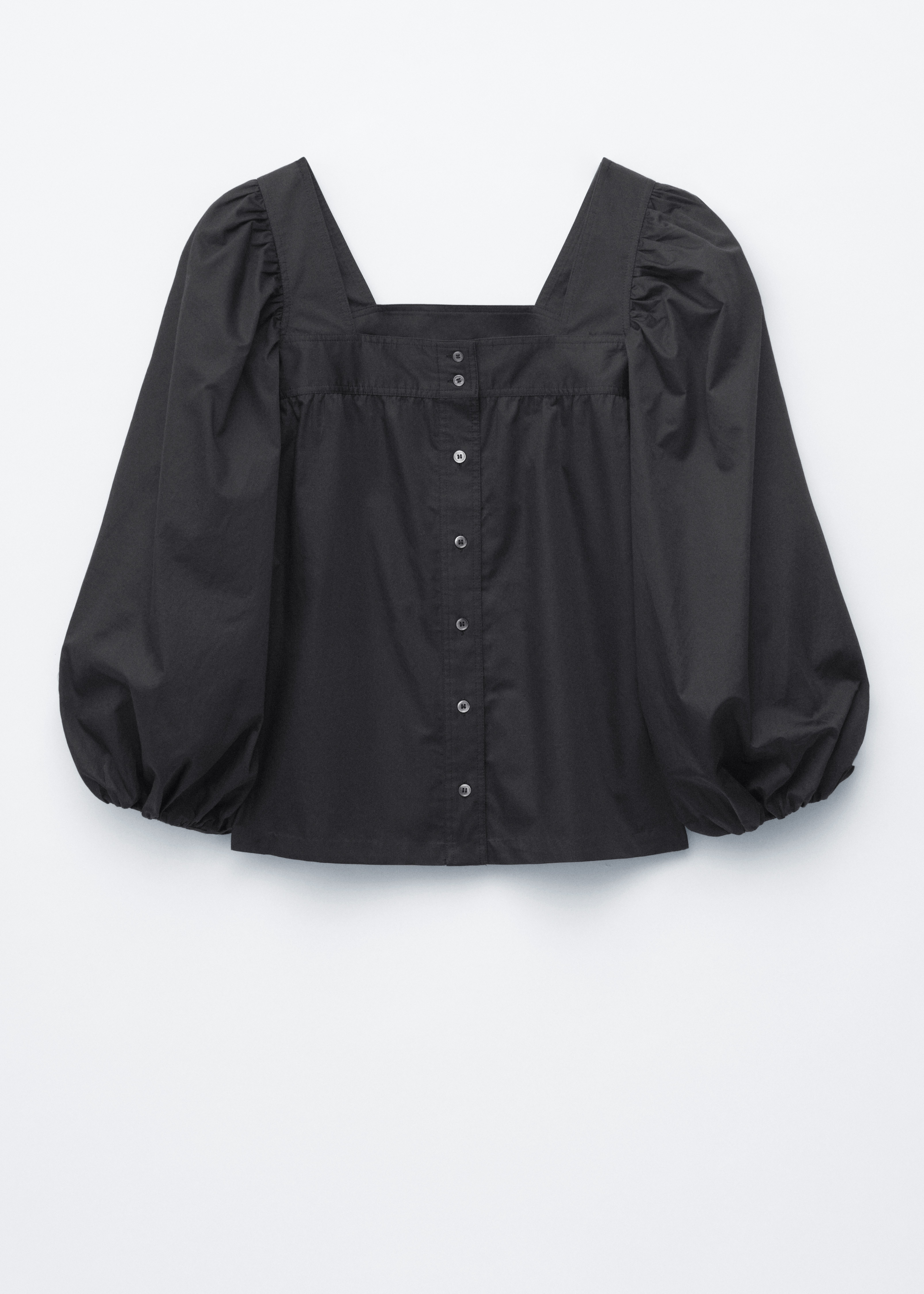 Camicetta in cotone con scollo squadrato - Nero