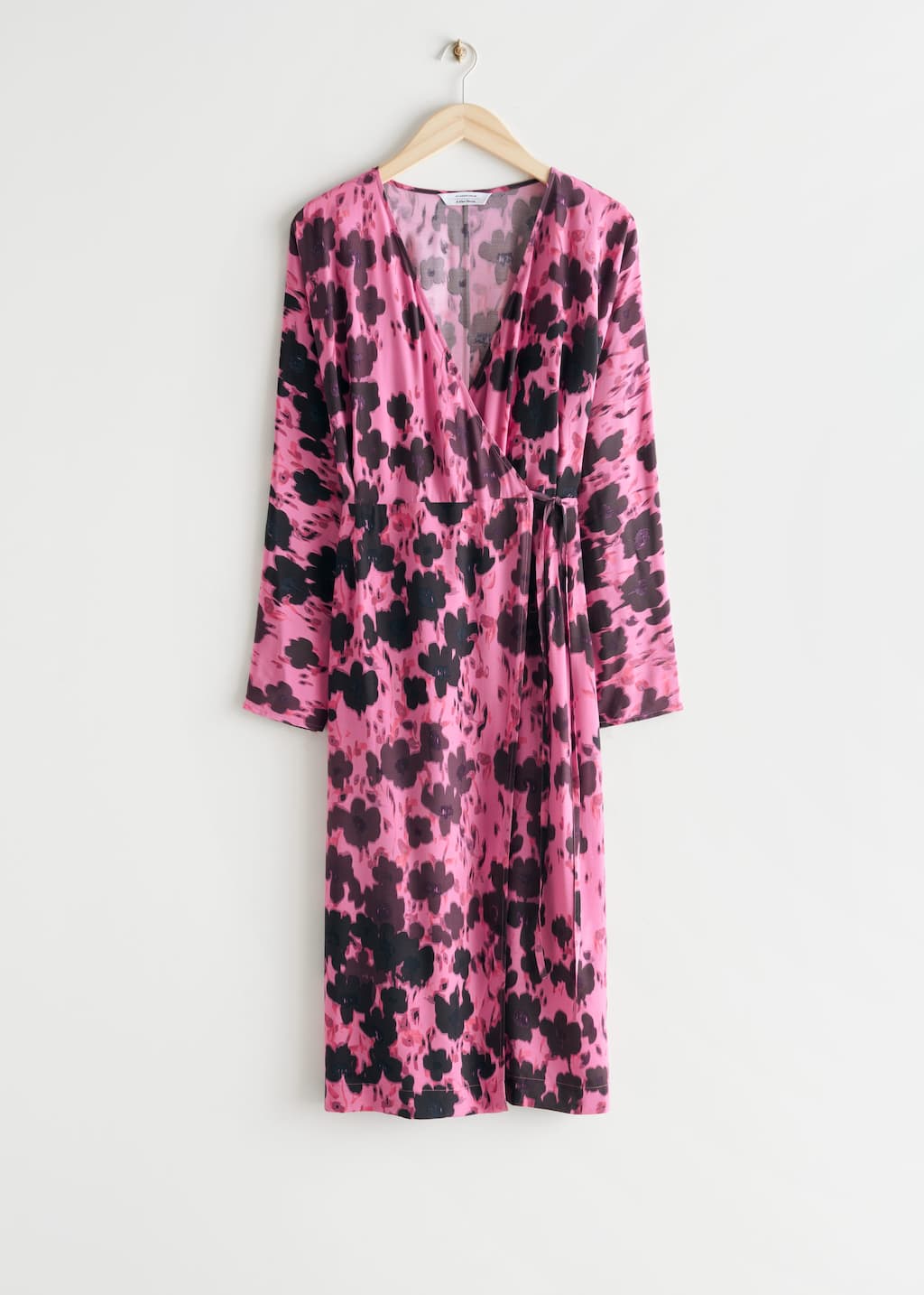 Oversized Midi Wrap Dress - Pink Print - Bodegón