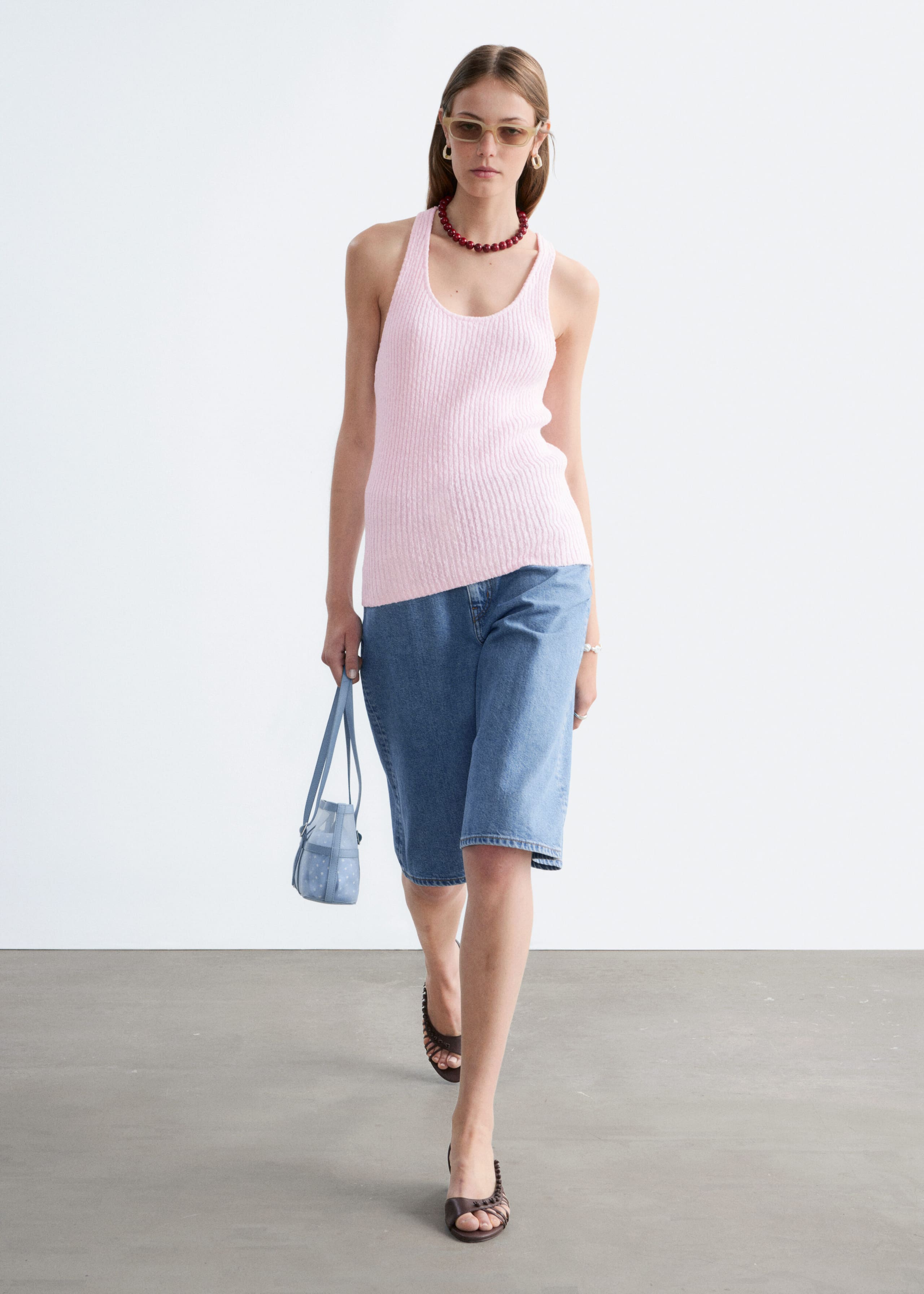 Cotton Racerback Top - Pink - Lookbook