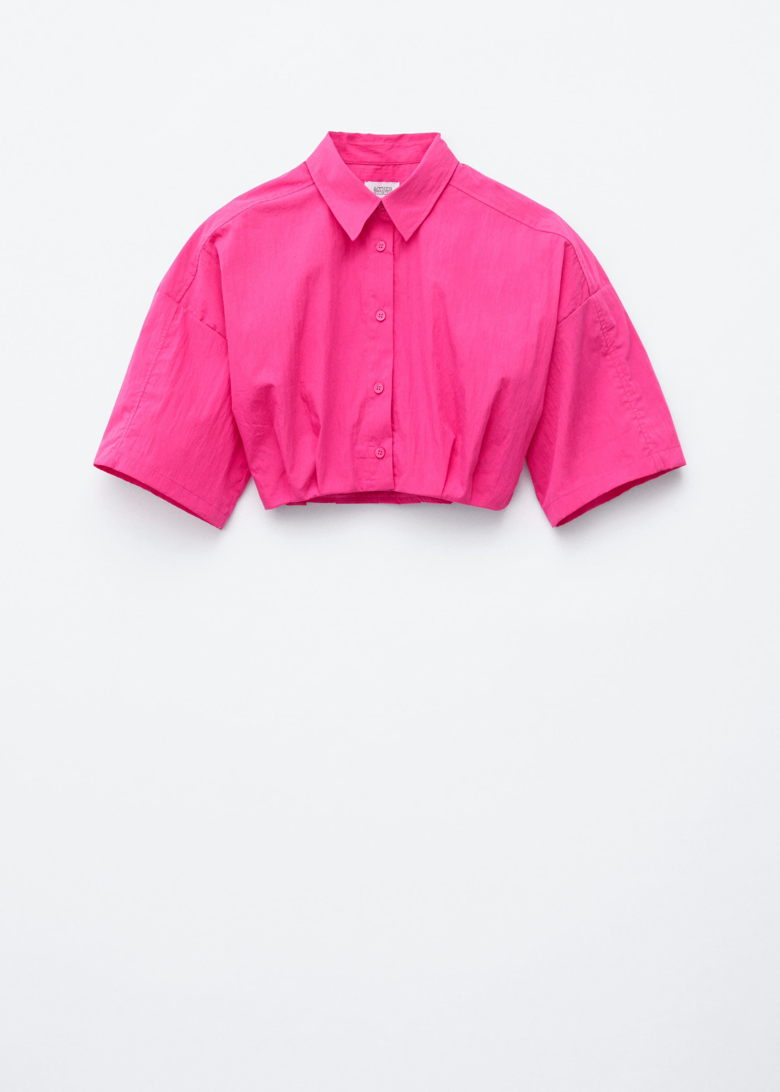 Verkürztes Hemd mit Falten am Saum - Bright Pink - Stillleben