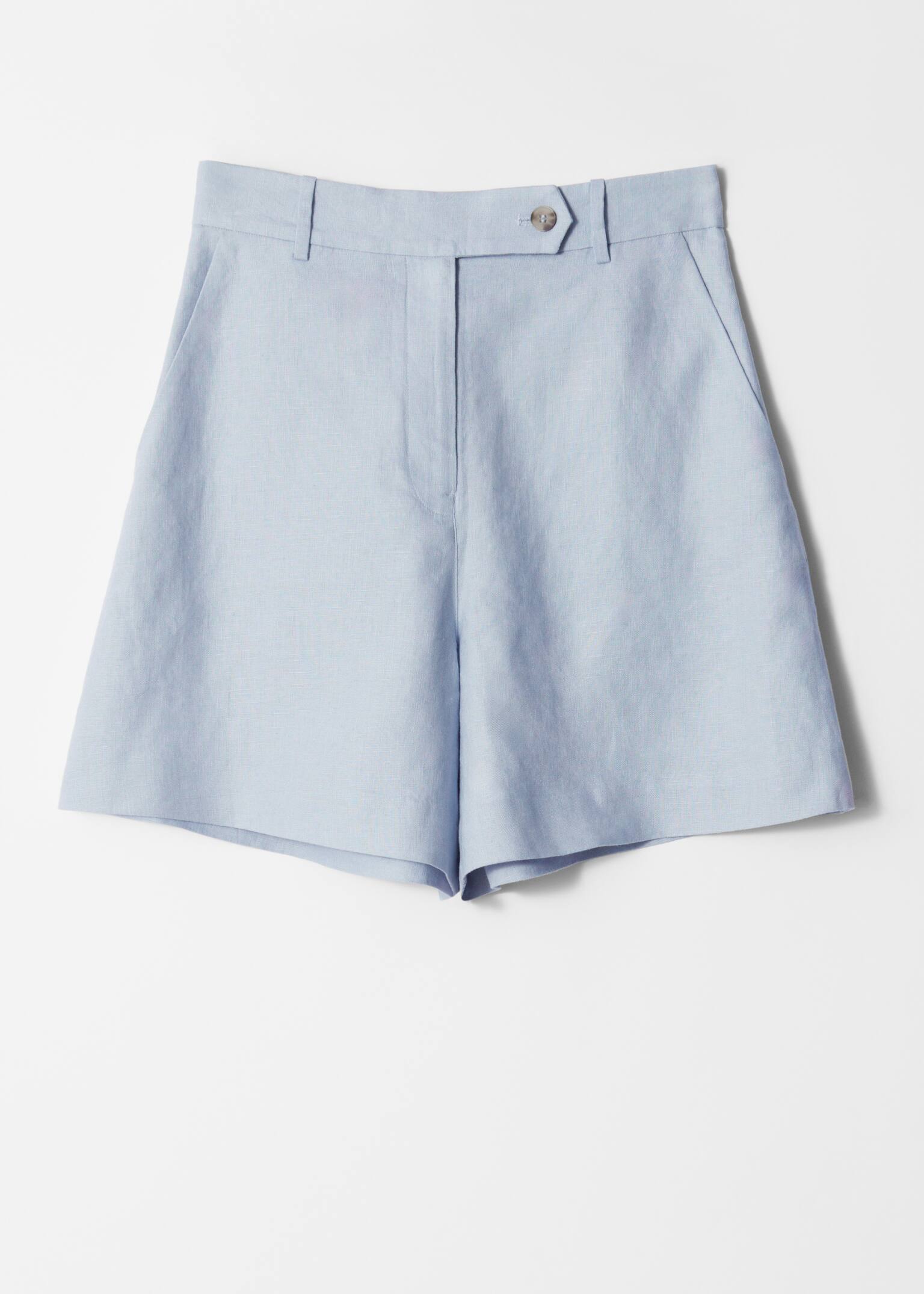 Short en lin - Bleu clair/Vert kaki - 2