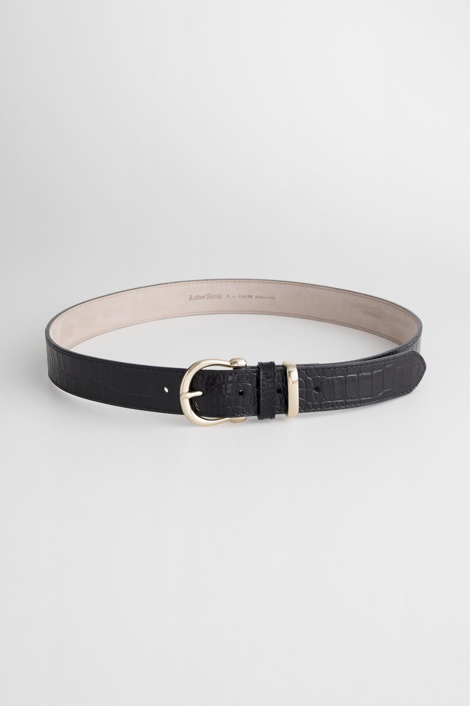 Croco Leather Belt - Black - 1