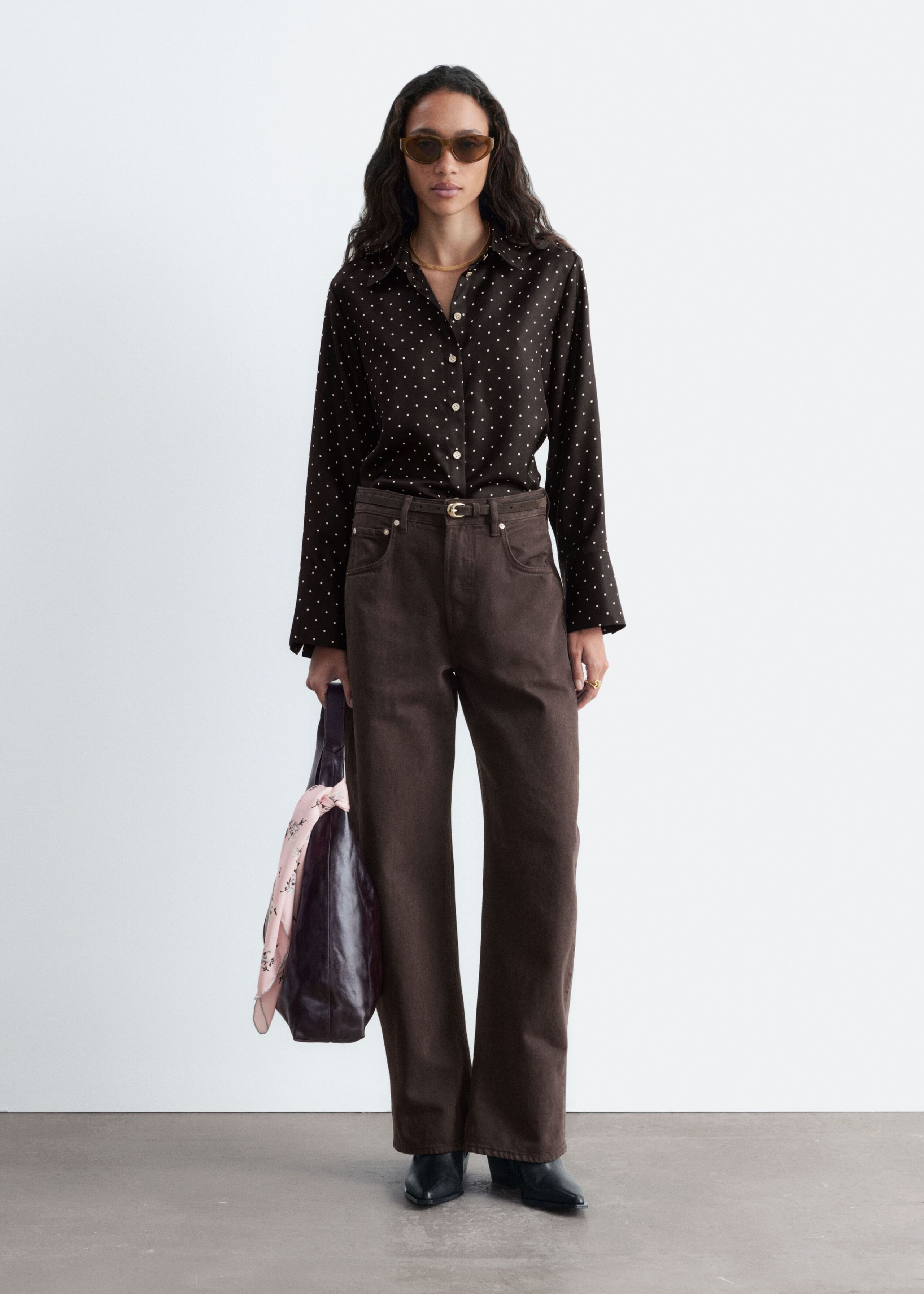 Relaxed Silk Shirt - Dark Blue - Lookbook