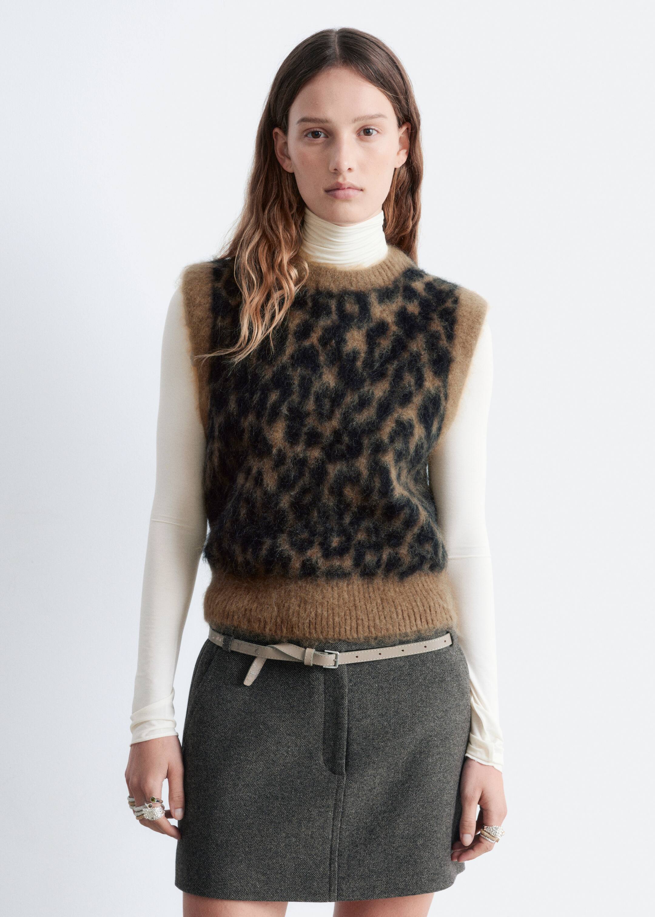 Visualizza immagine più grande: Gilet in misto mohair spazzolato - Marrone con stampa leopardata - DONNA | H&M IT 3