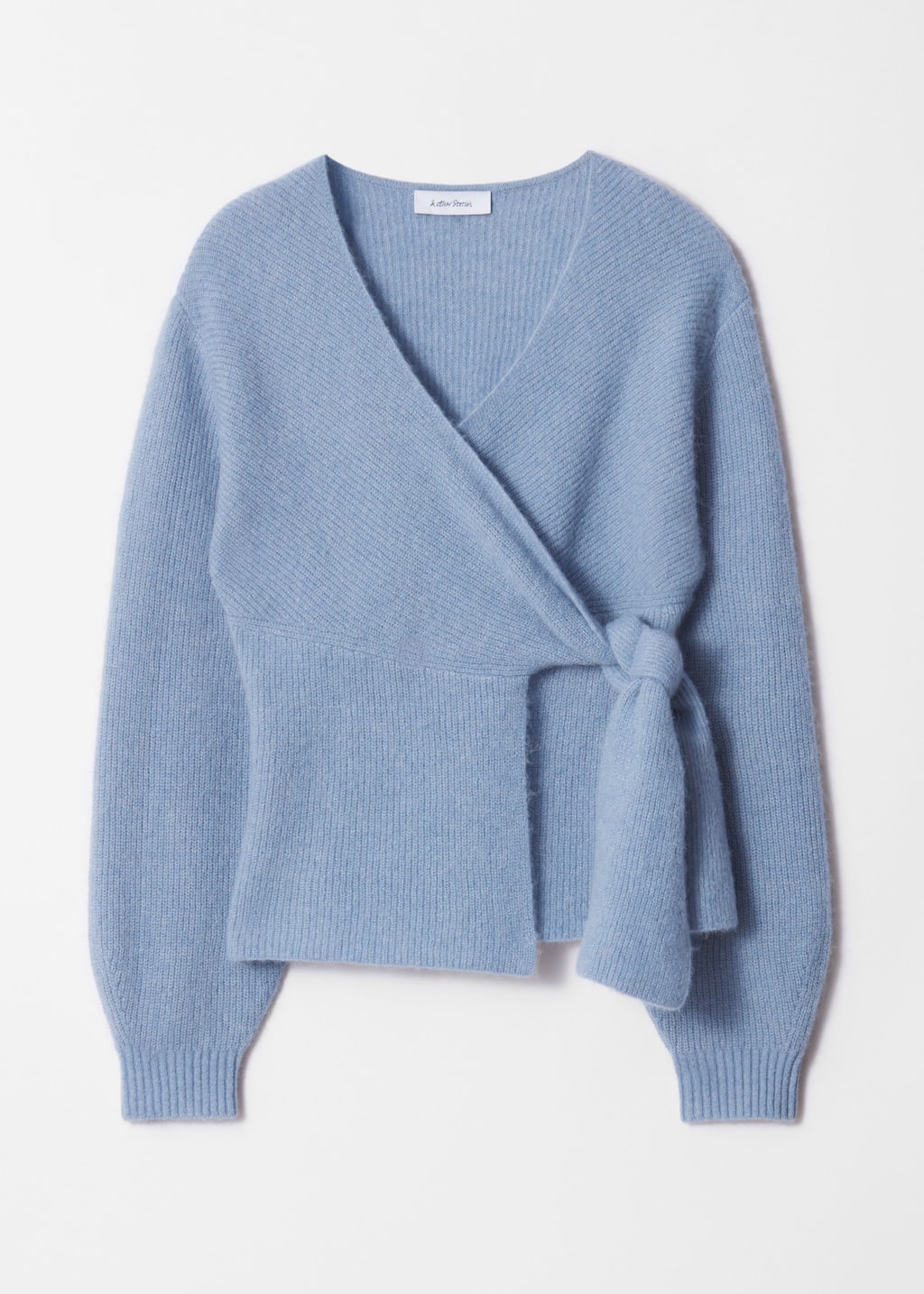Alpaca-Blend Knitted Wrap Cardigan - Blue - Still Life