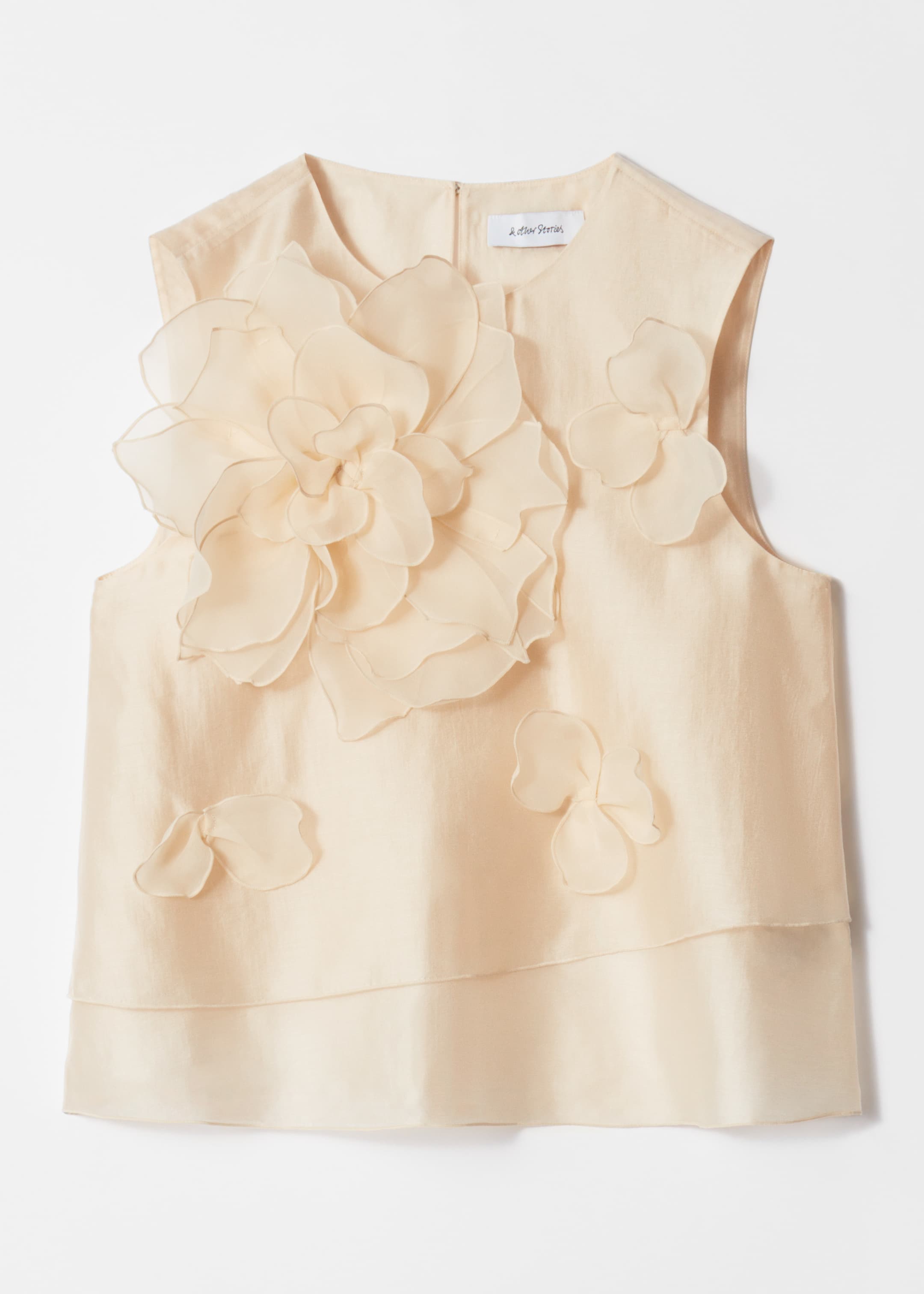 Ver imagen más grande: Top con apliques florales - Beige - MUJER | H&M ES 1
