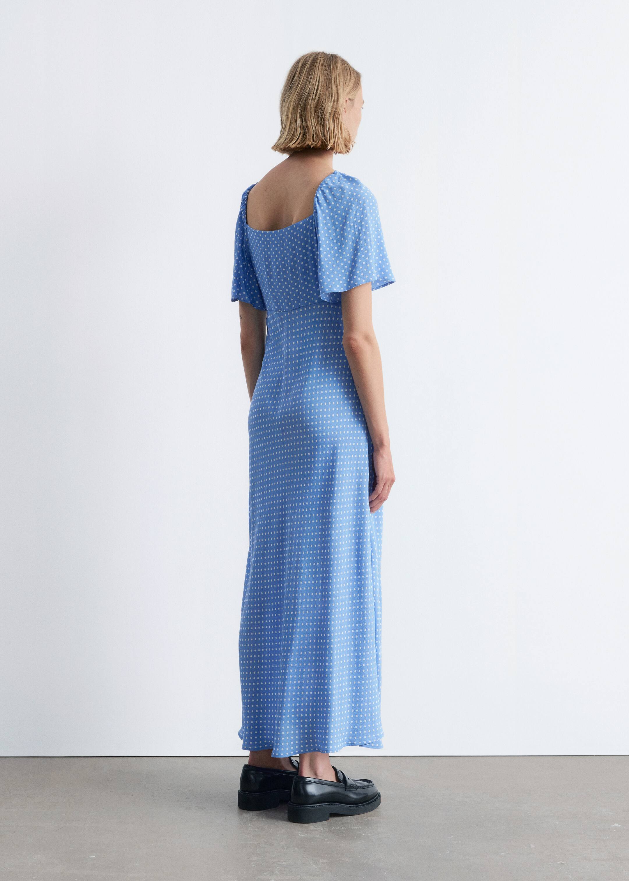 Agrandir l'image: Robe midi à manches volantées - Bleu clair à pois - FEMME | H&M FR 4