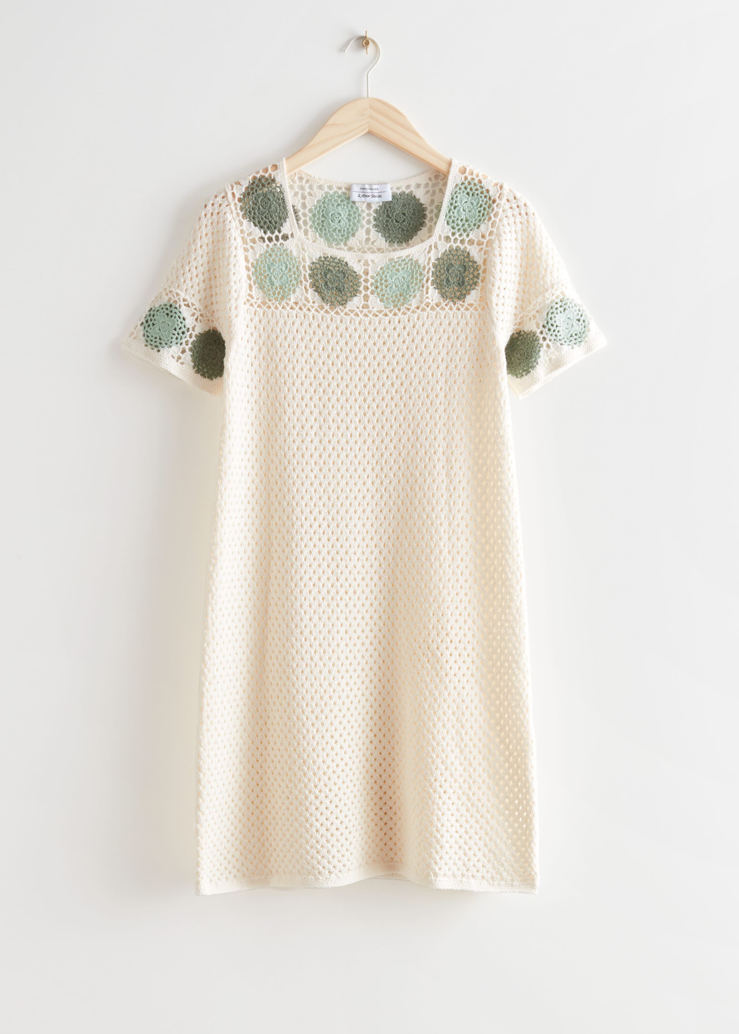 Floral Crochet Mini Dress - White - Natura morta