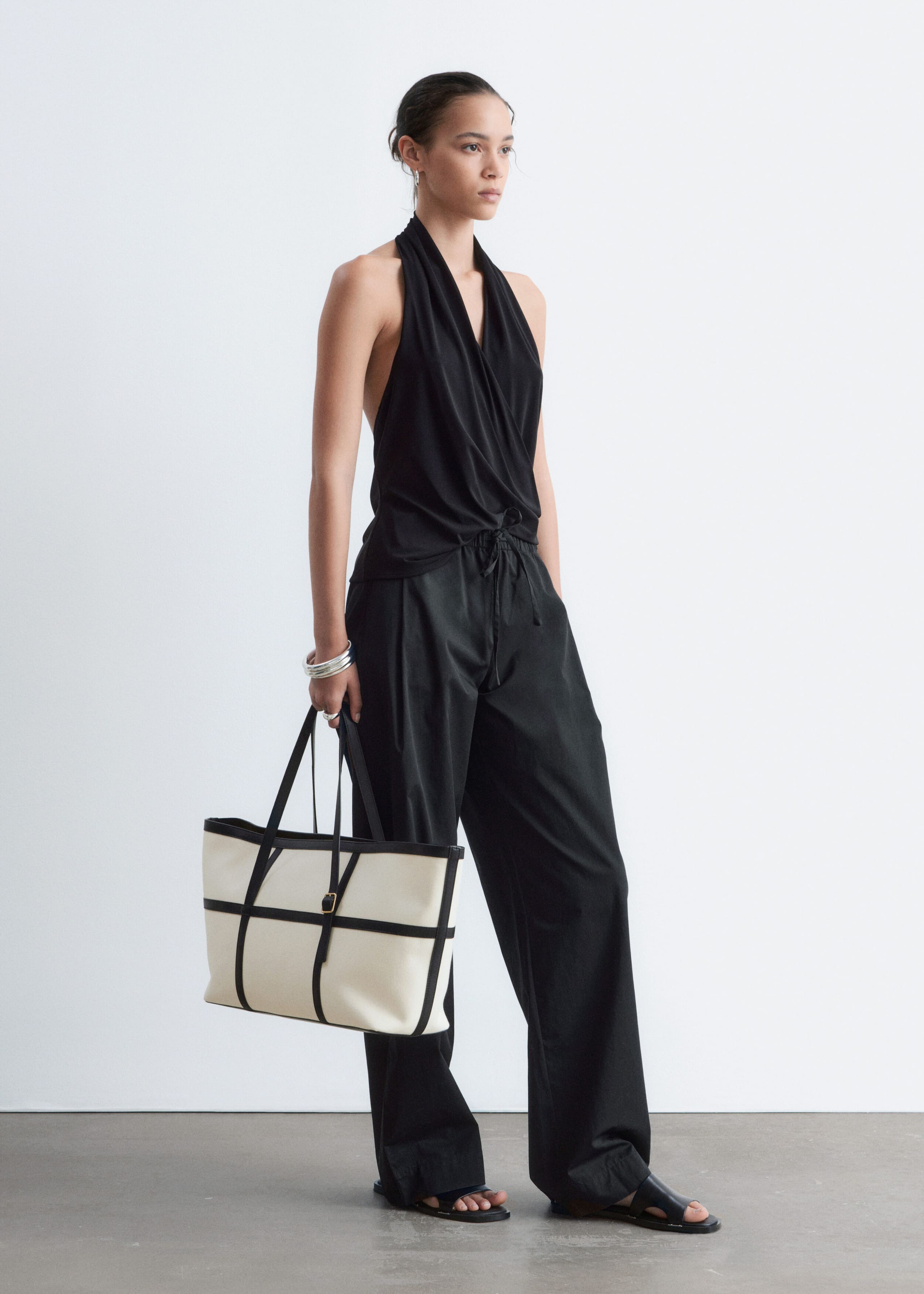 Haut drapé à dos nu - Noir - Lookbook
