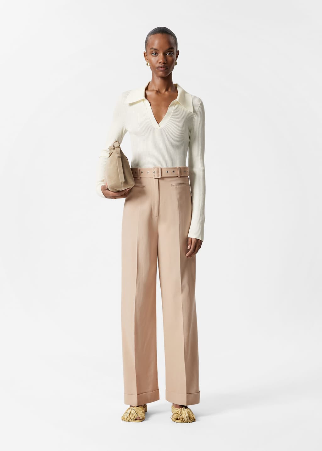 Press-Crease Trousers - Beige - Lookbook