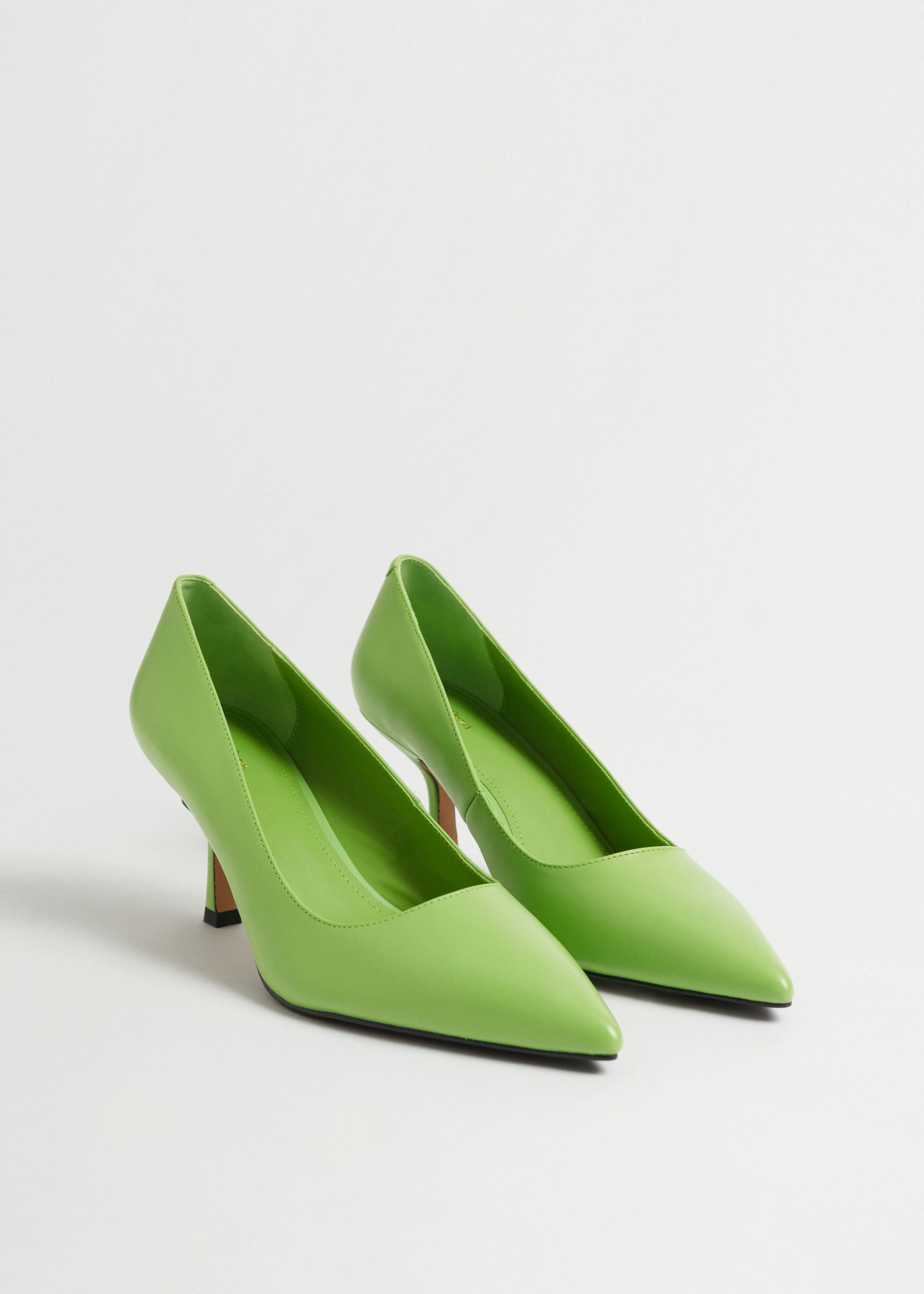 Classic Pointed Leather Pumps - Apple green - Natura morta
