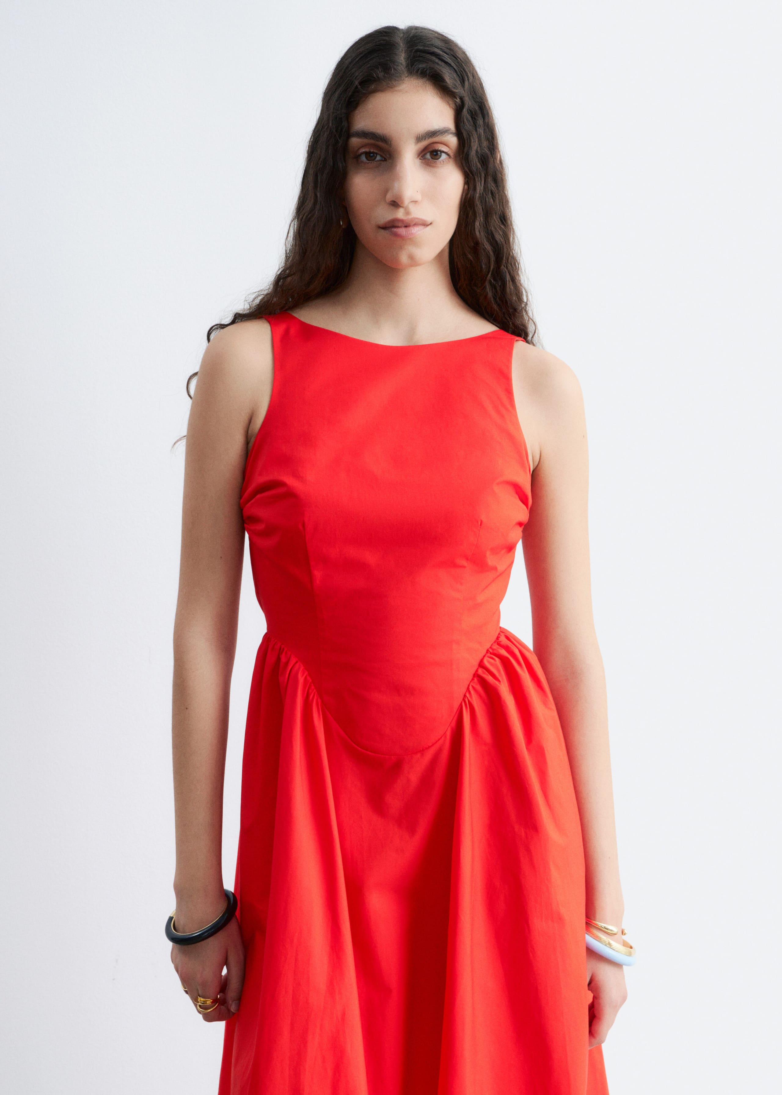 Tie-Back Cotton Midi Dress - Yellow - Lookbook