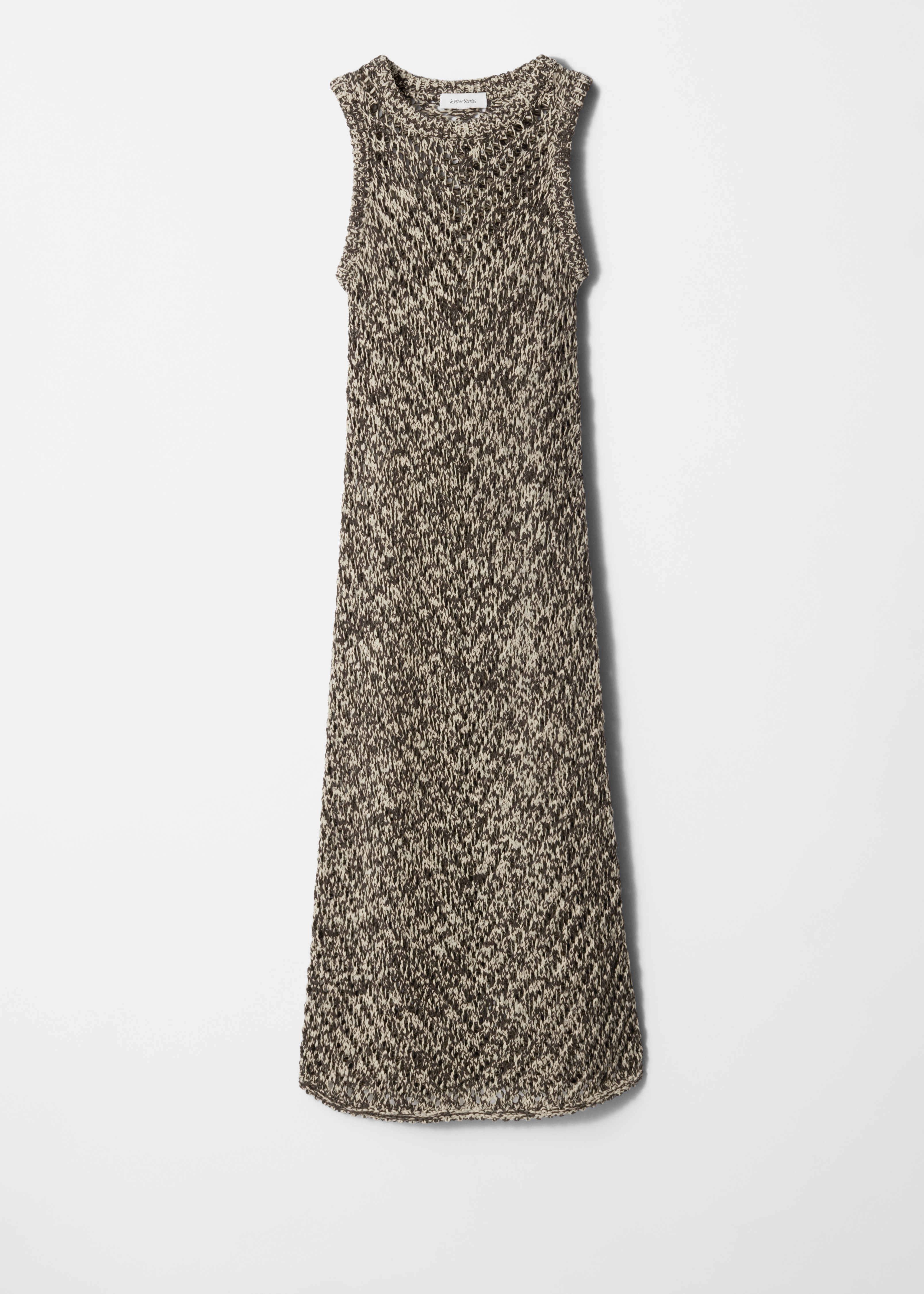 Knitted Midi Dress - Béžová/Hnědá/Červená