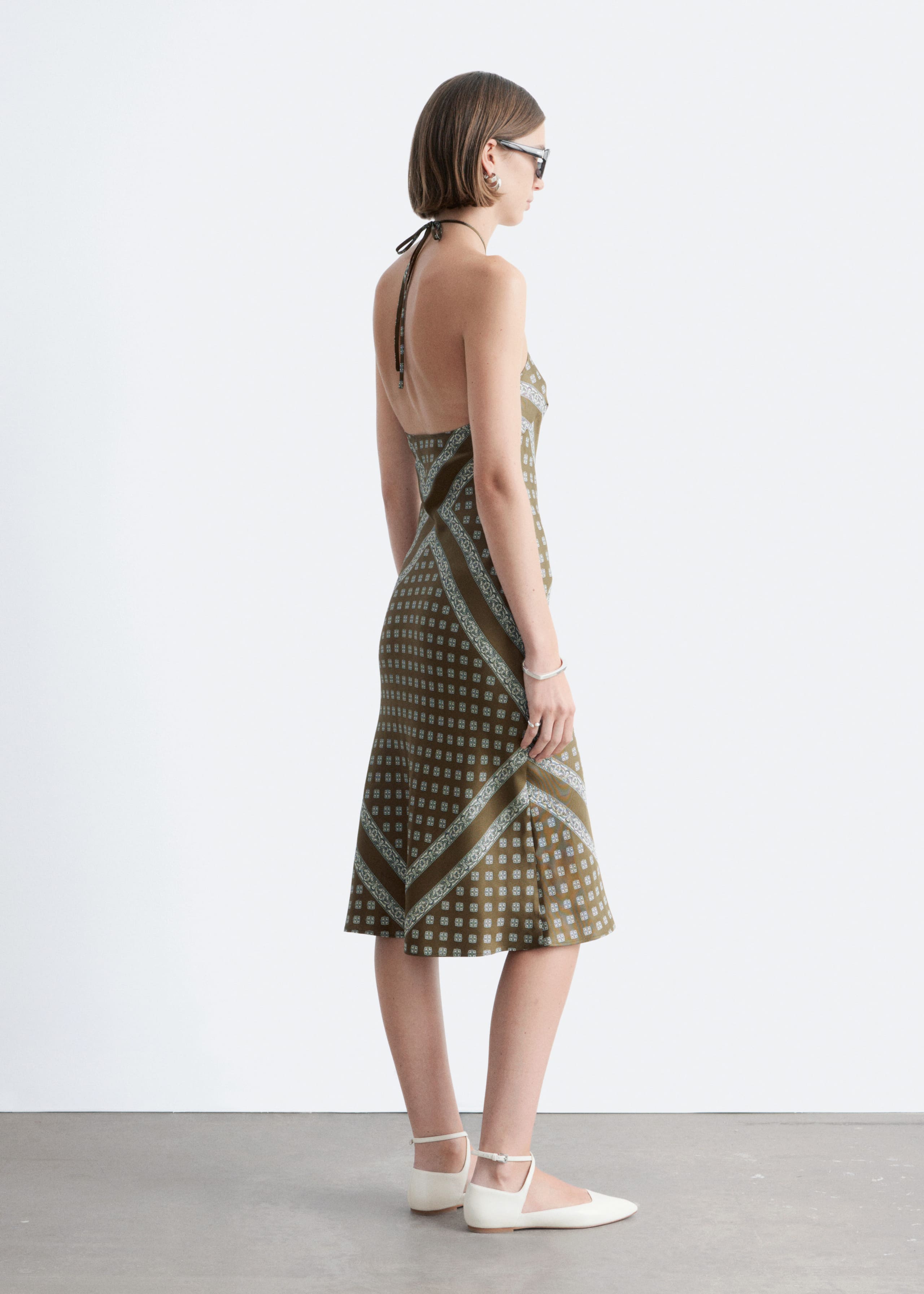 Image of Silk Halterneck Midi Dress