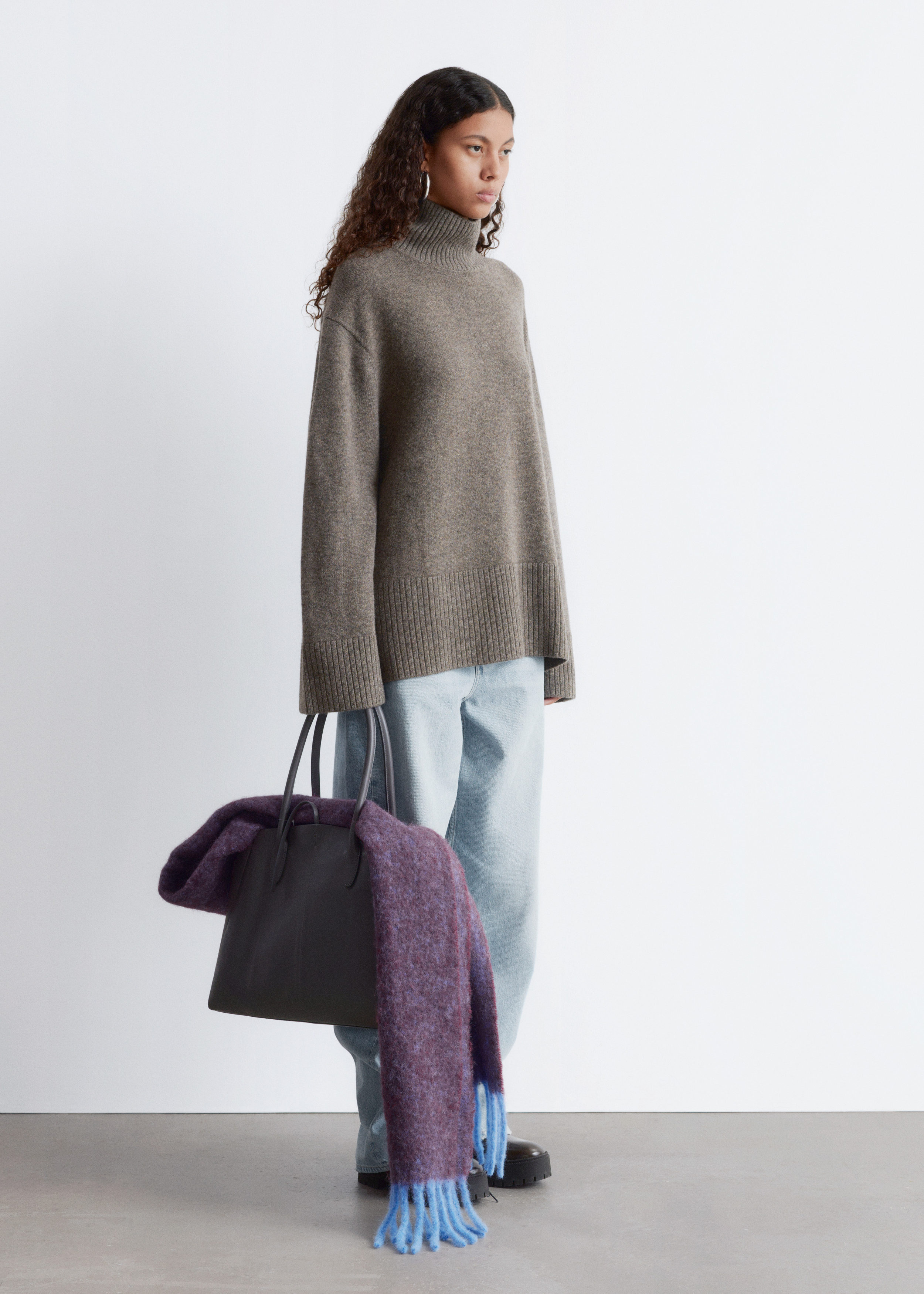 Oversized Turtleneck Wool Sweater - Dark Mole - & Other Stories US