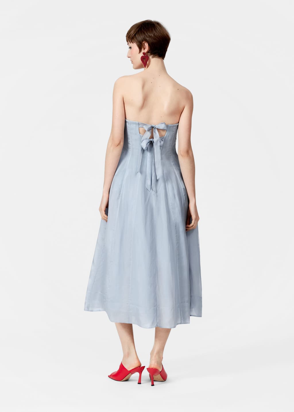 Vestido midi acampanado - Azul empolvado - Lookbook