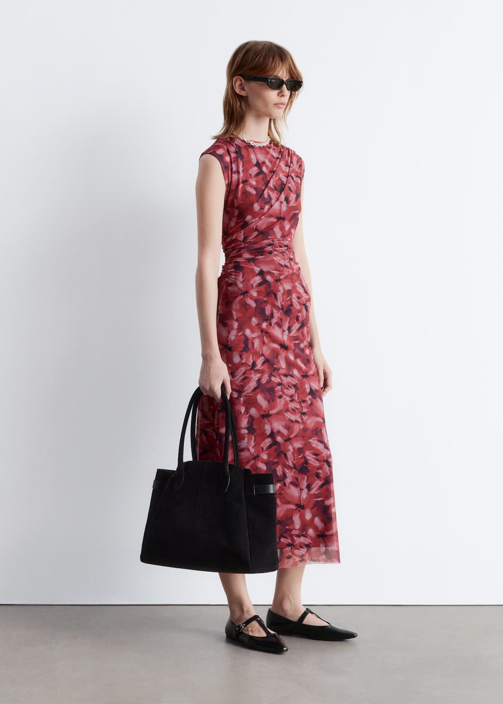Image of Draped Sleeveless Midi Dress