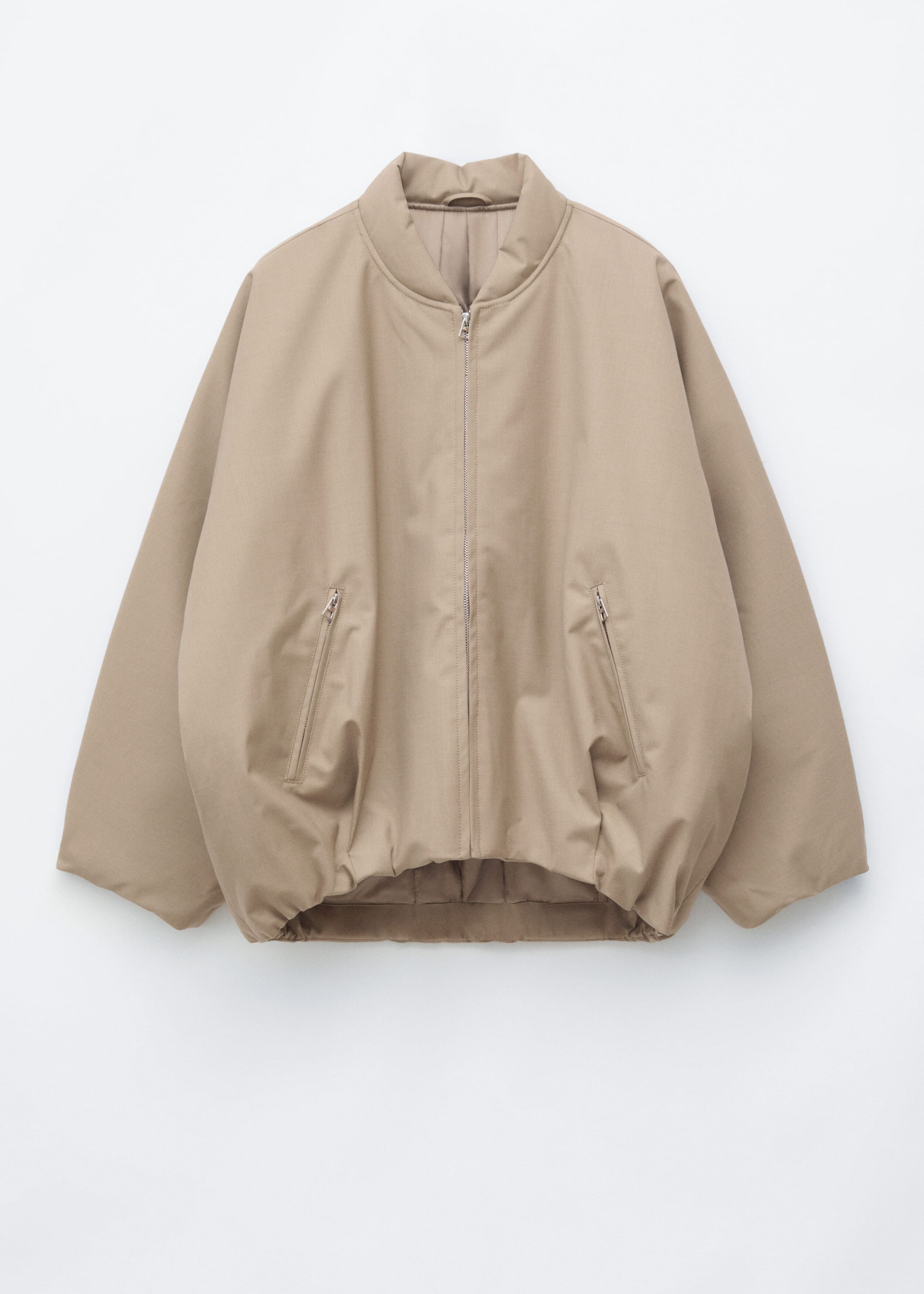 Oversized Wool Bomber Jacket - Beige - Still Life
