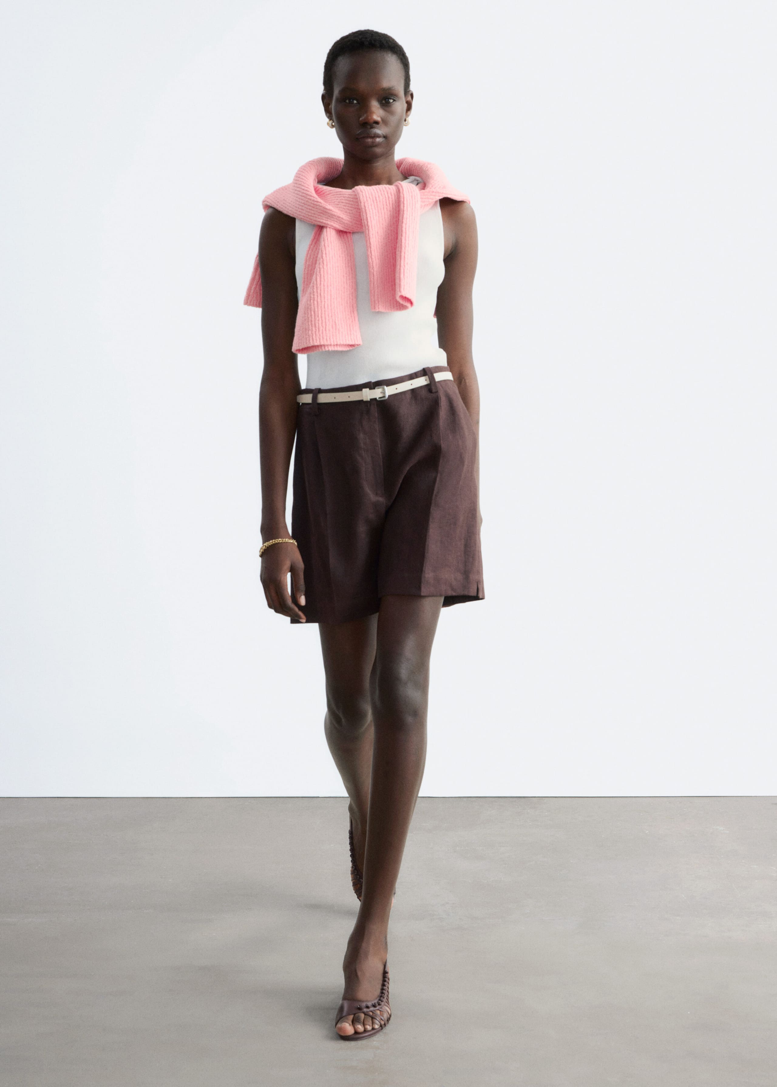 Image of Pleated Linen Shorts