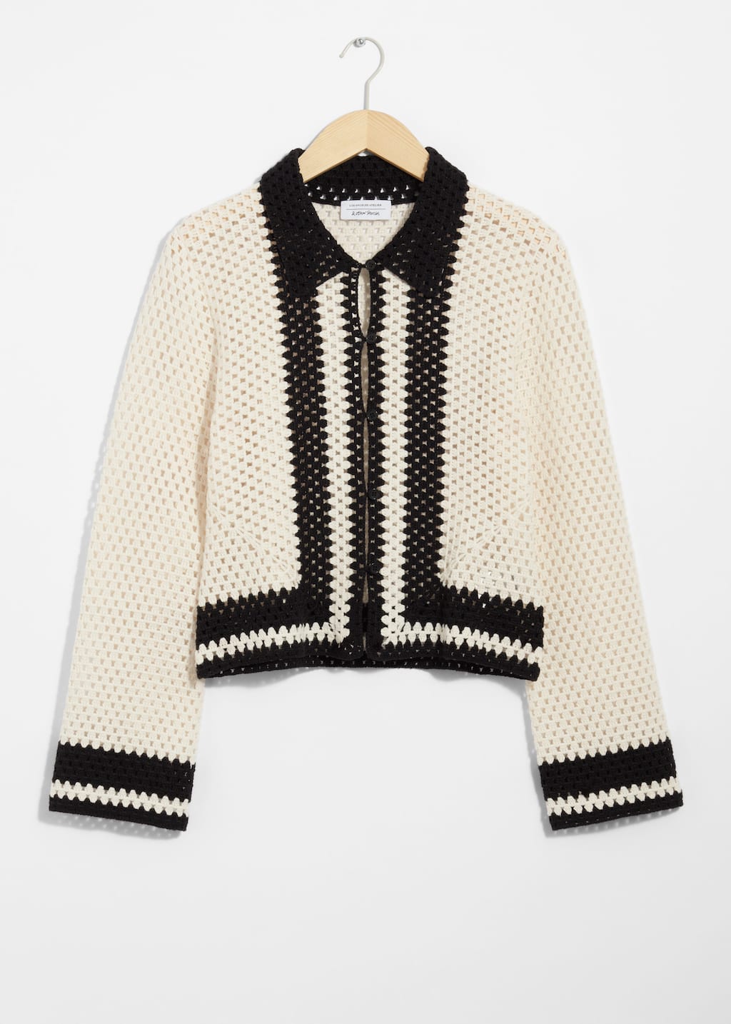 Crocheted Cardigan - Cream/Black - Still Life