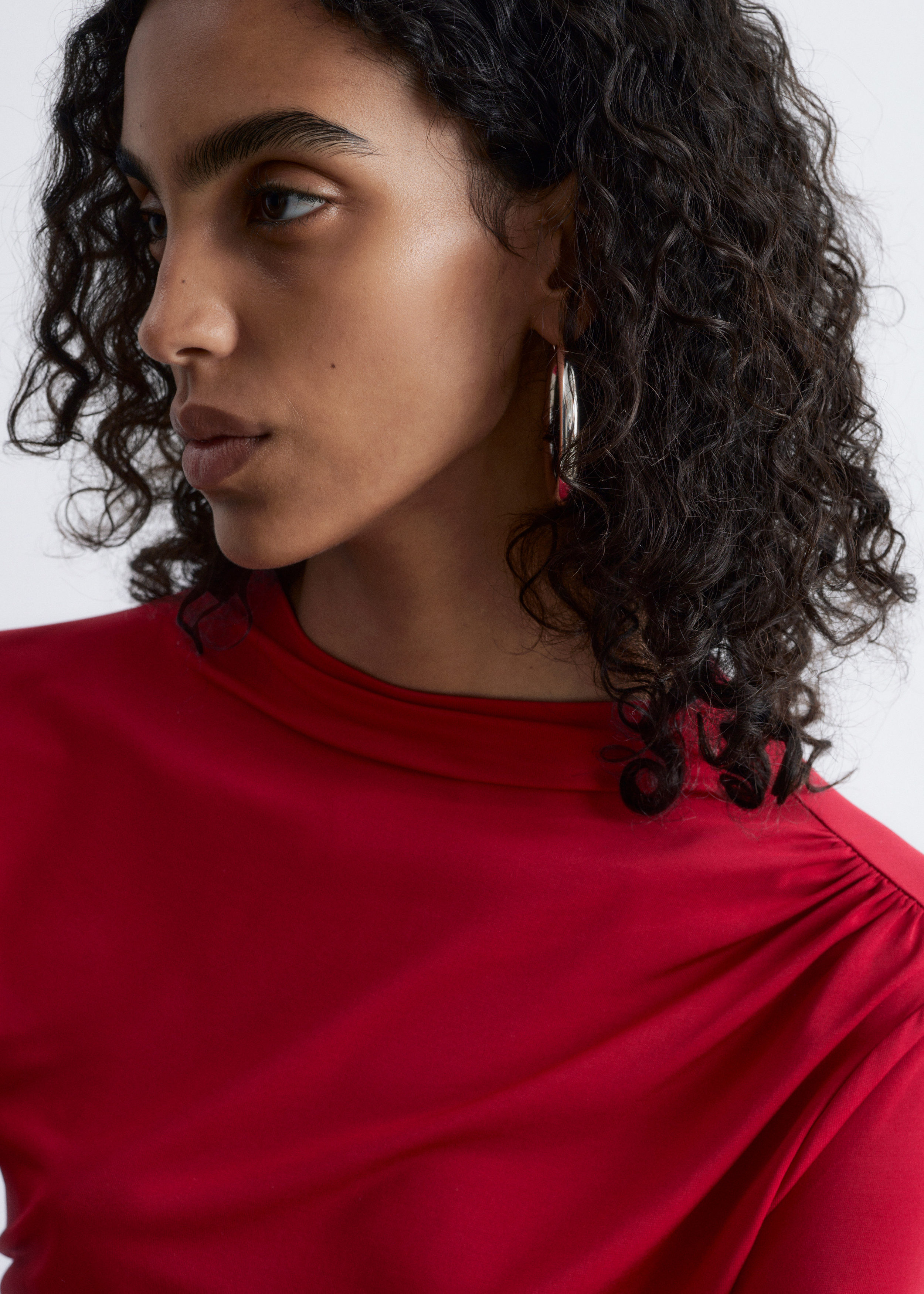 Draped Asymmetric T-shirt - Burgundy - & Other Stories US