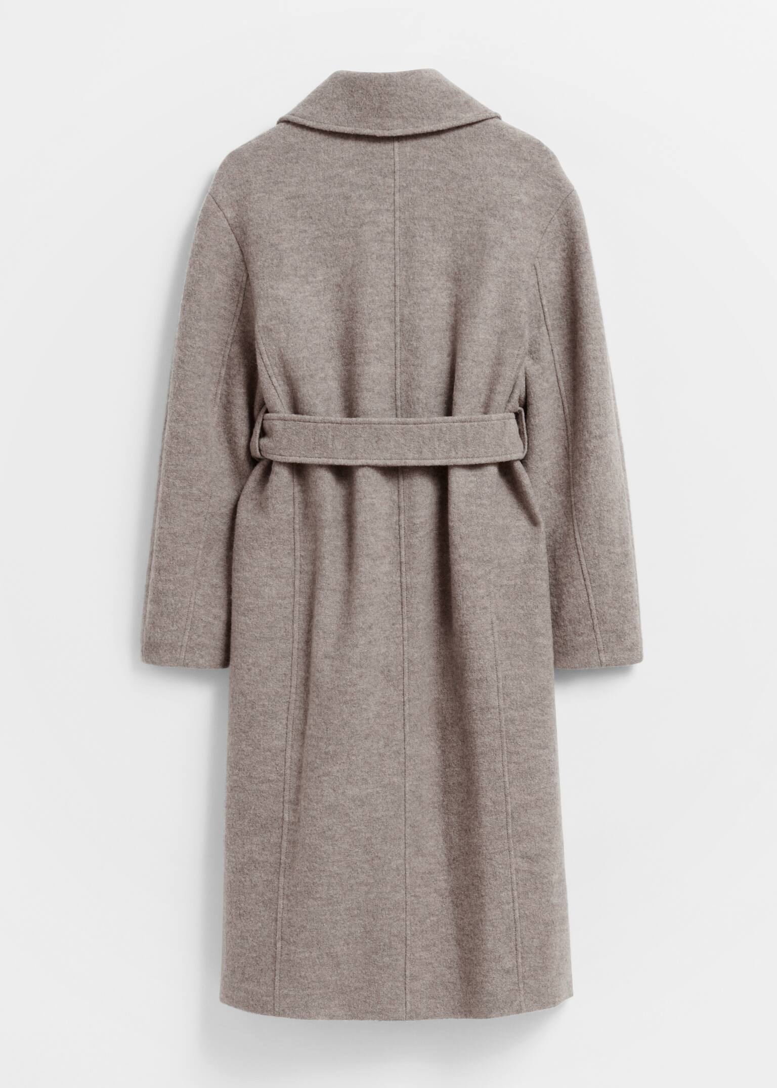 Cappotto voluminoso in lana con cintura - Beige/Nero/Viola scuro/Blu navy/Talpa scuro mélange - 8