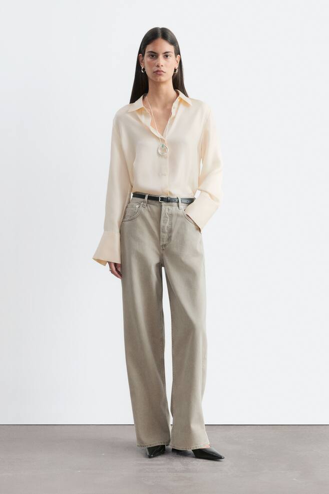 Barrel-Leg Jeans - Light Khaki/Mid Blue/Vintage Grey/Dark Green/Black/Dark Brown/Red/Oat/Cream/Light Blue/Mid Blue/White - 1