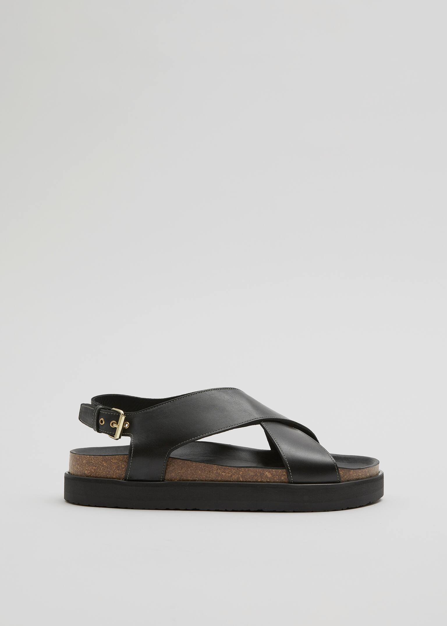 Sandali in pelle incrociati - Nero/Cognac/Nero/Marrone/Stampa pezzata/Black